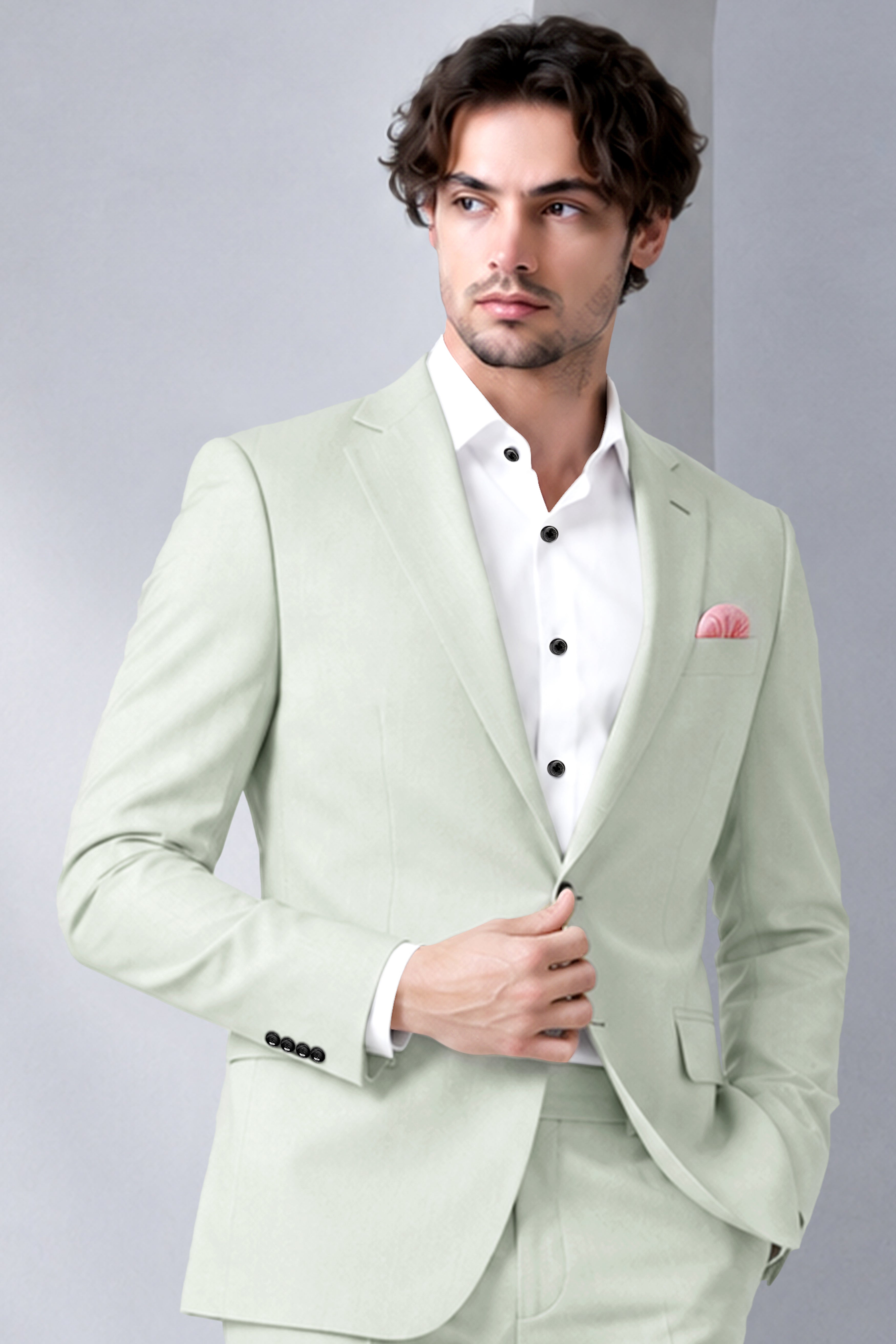 Ascend-Tasman Green Wool Rich Slight Stretch Single Breasted Blazer