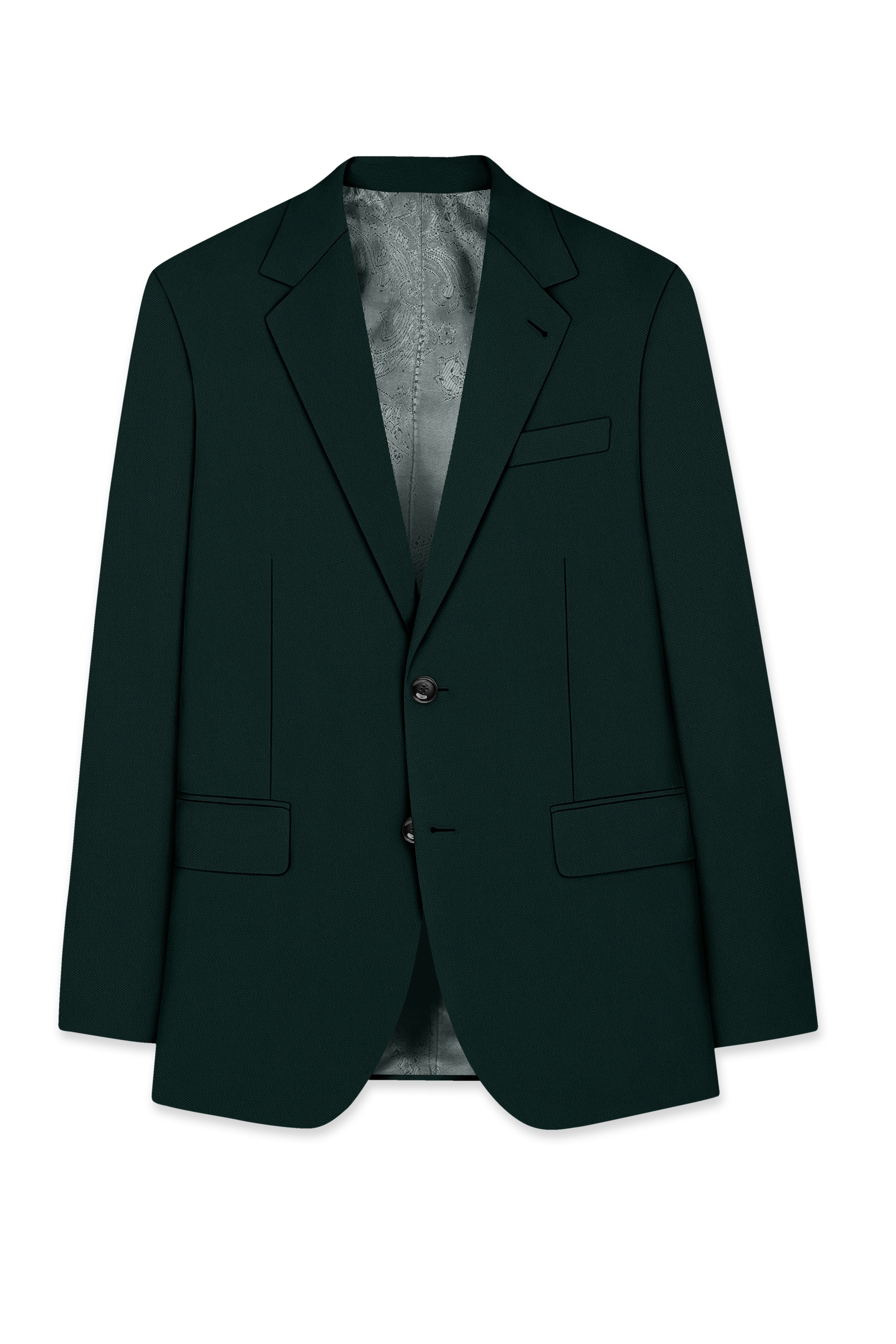 Lustre-Emerald Green Wool Rich Slight Stretch Single Breasted Blazer