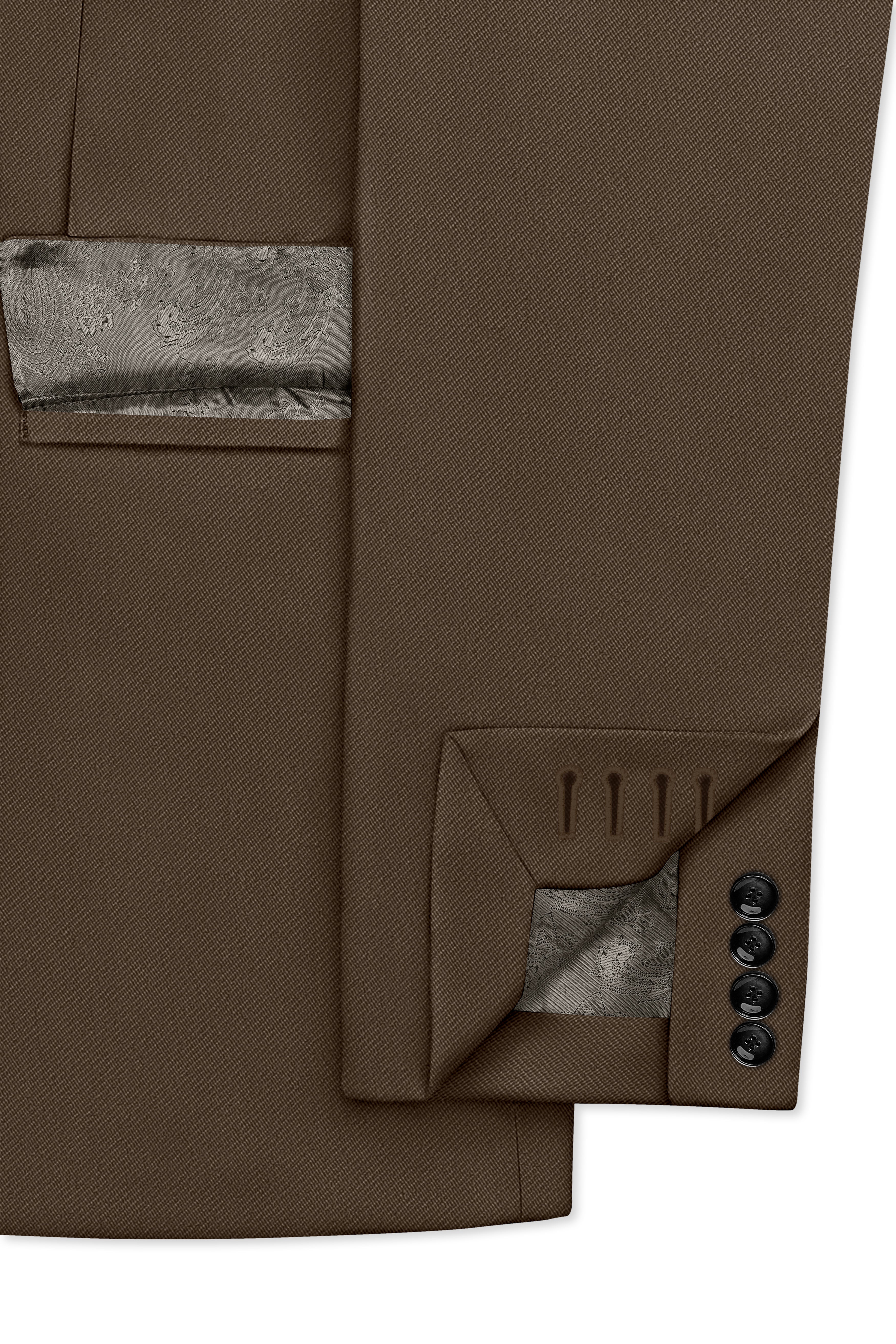 Prestige-Lisbon Brown Wool Rich Slight Stretch Double Breasted Blazer