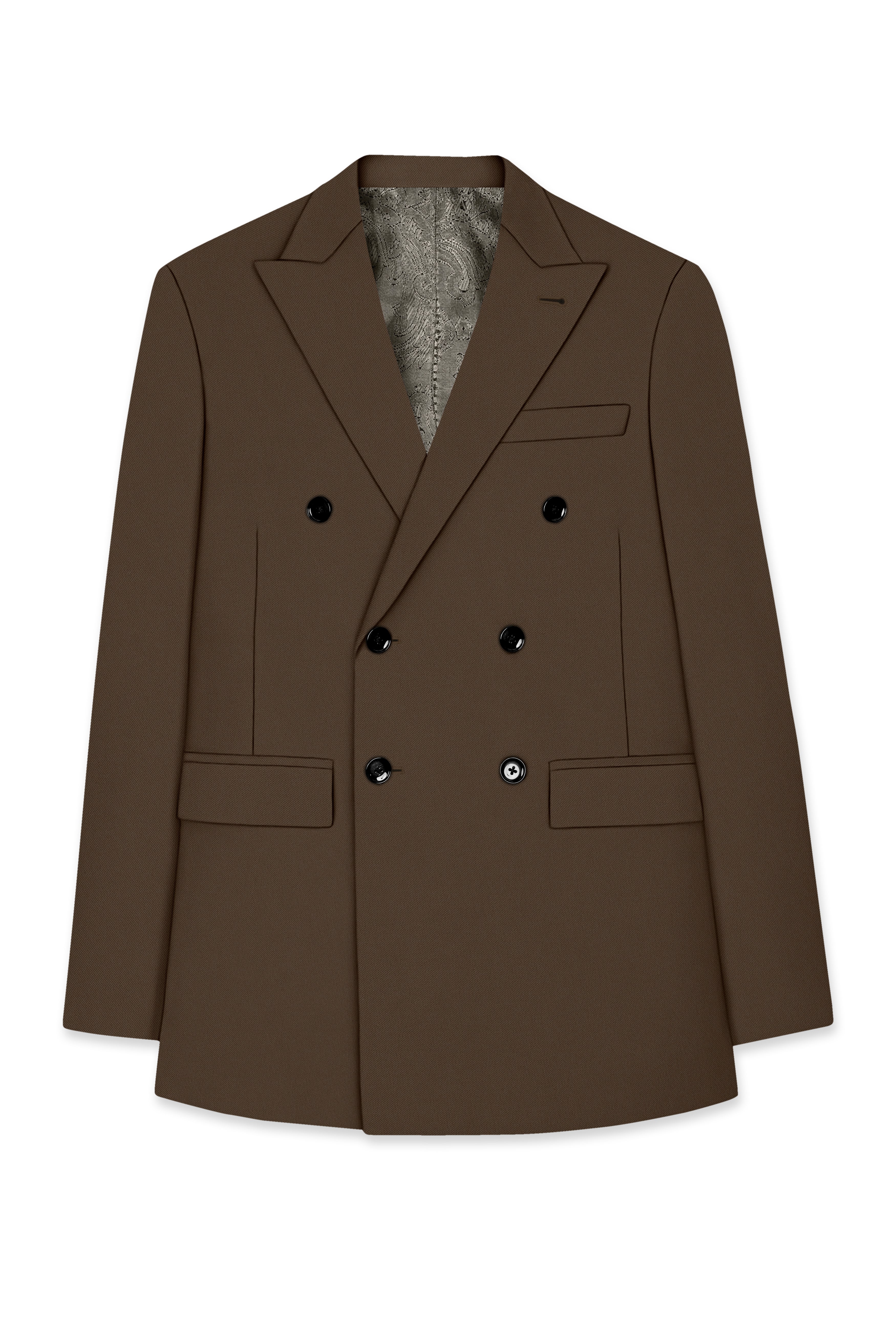 Prestige-Lisbon Brown Wool Rich Slight Stretch Double Breasted Blazer