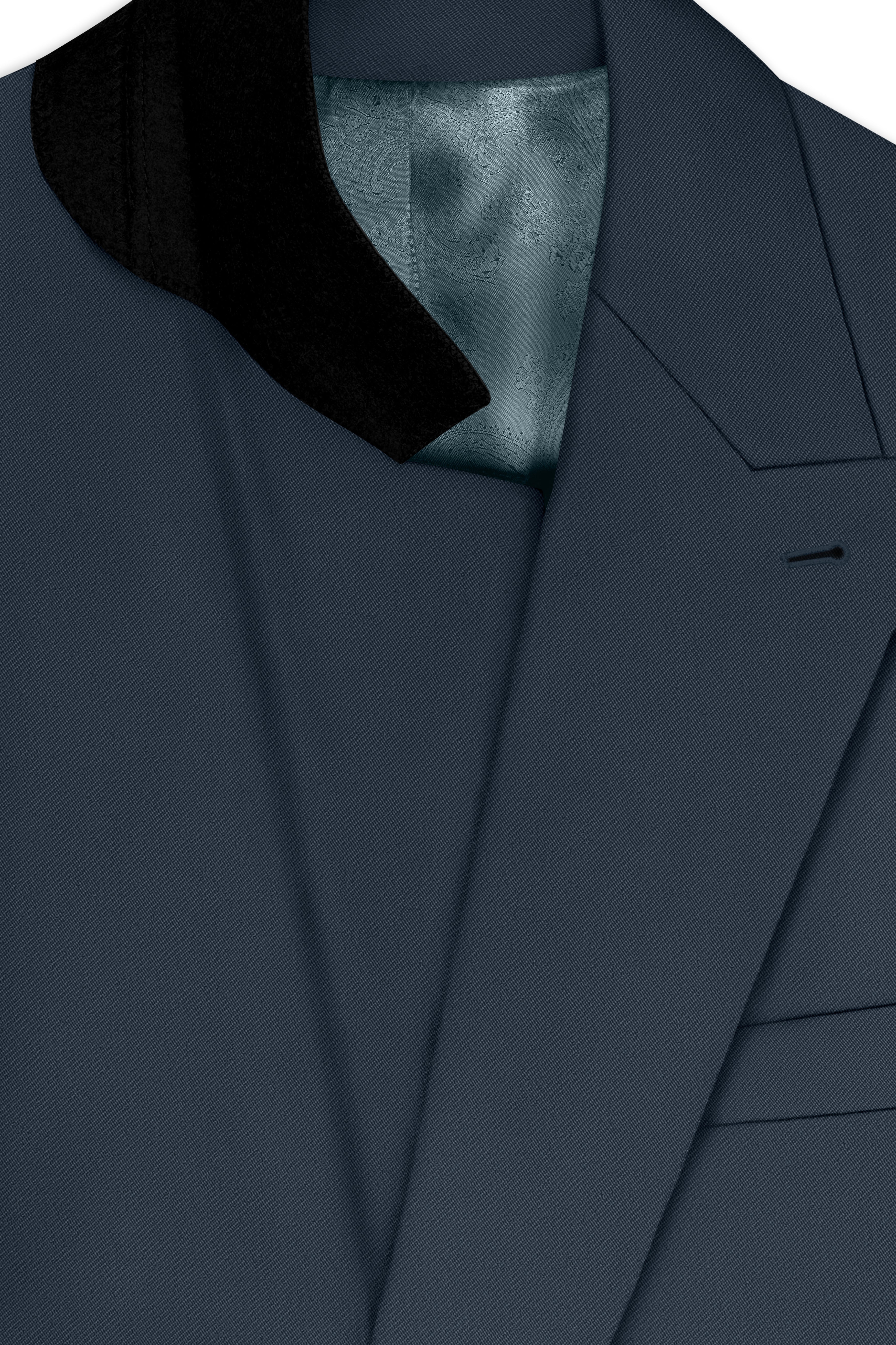 Titan-Shark Gray Wool Rich Slight Stretch Double Breasted Blazer