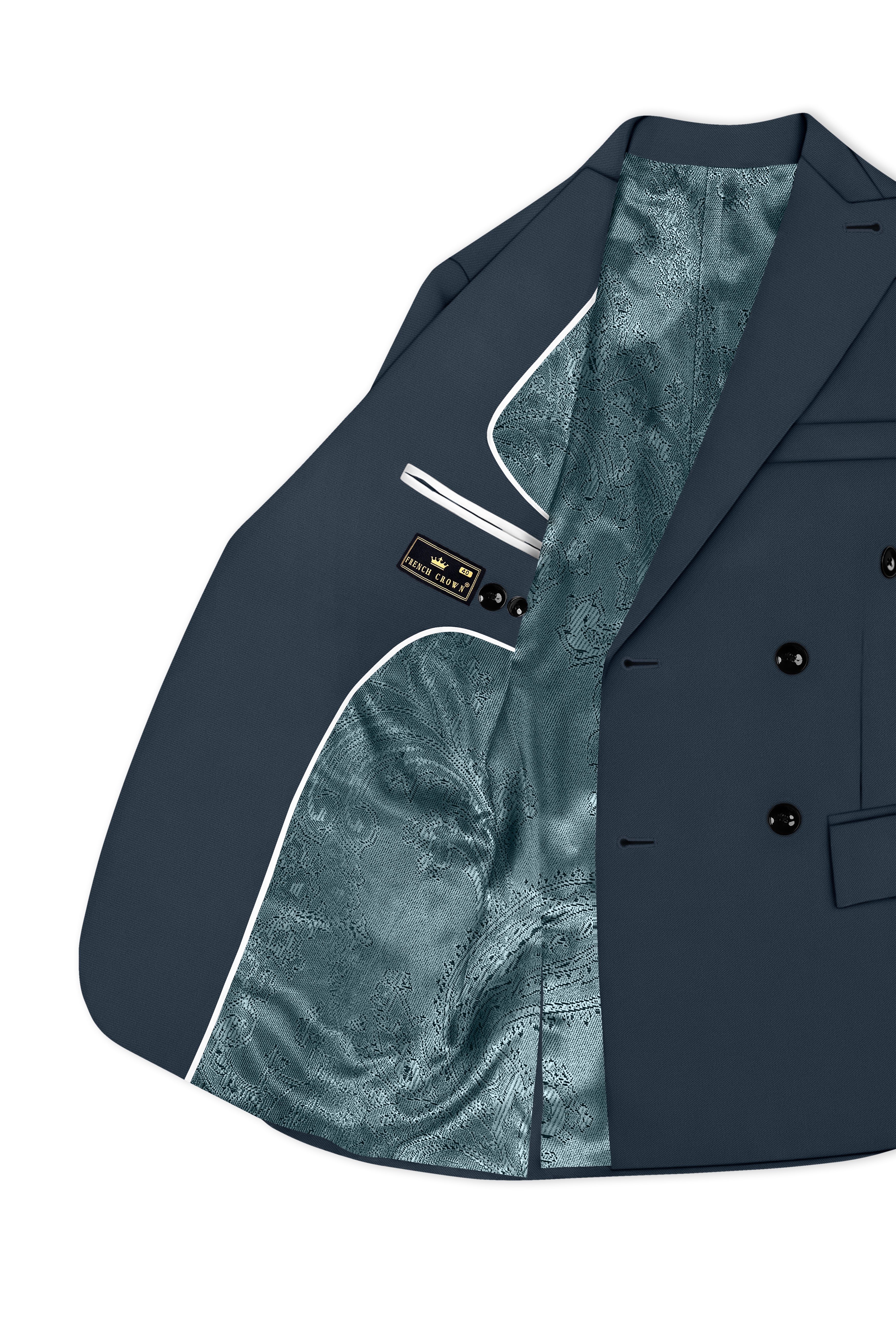 Titan-Shark Gray Wool Rich Slight Stretch Double Breasted Blazer