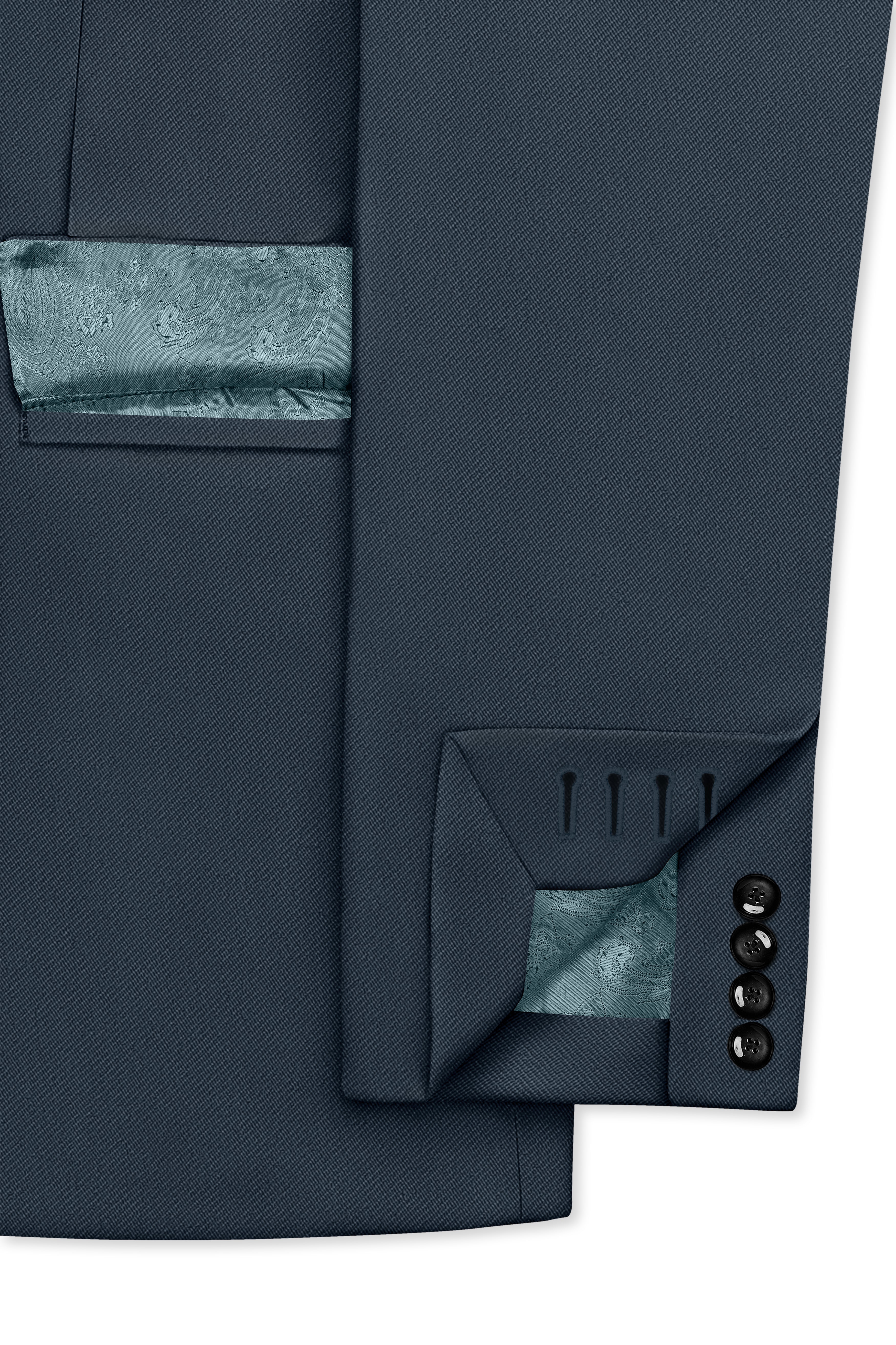 Titan-Shark Gray Wool Rich Slight Stretch Double Breasted Blazer
