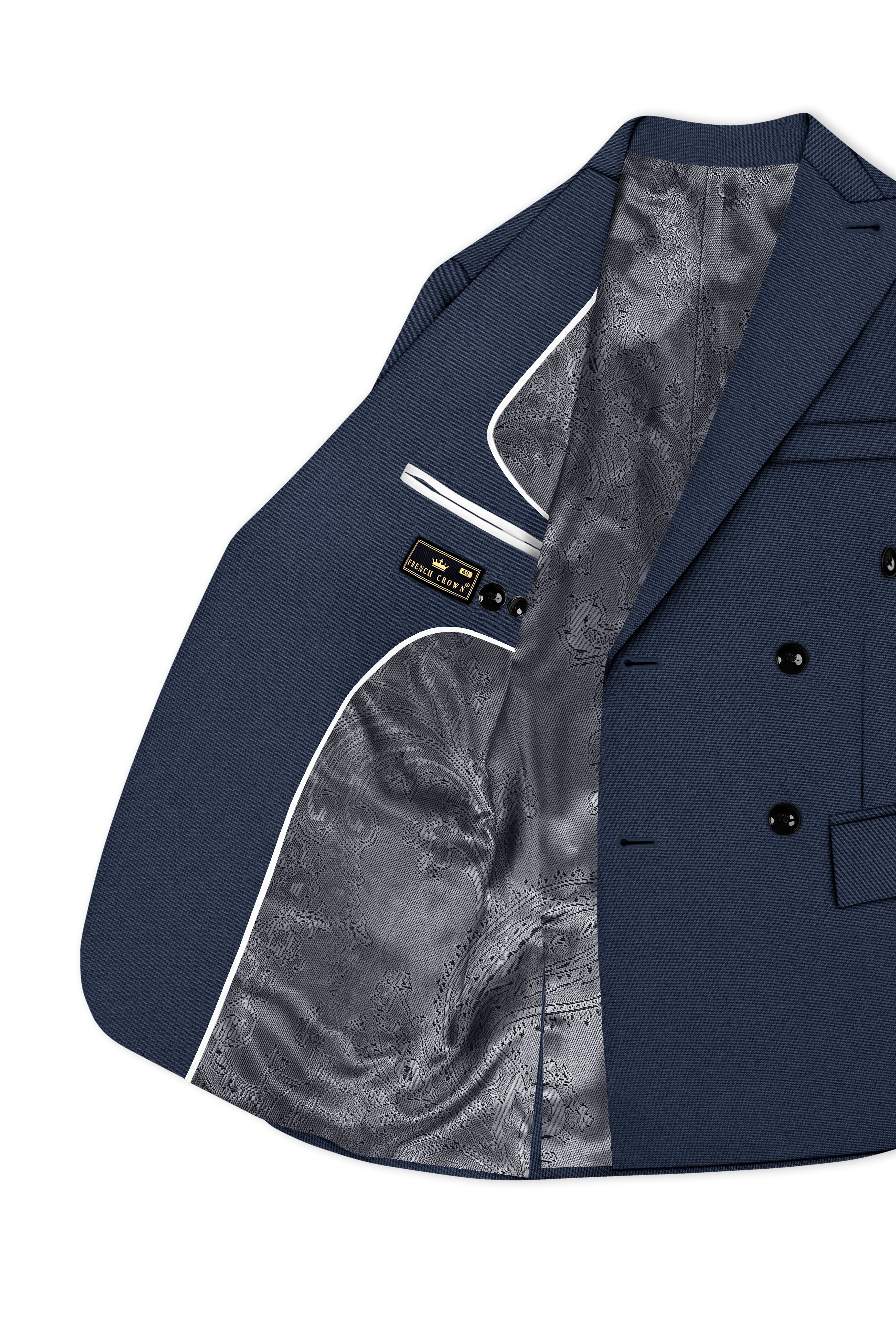 Nautis-Baltic Blue Wool Rich Slight Stretch Double Breasted Blazer