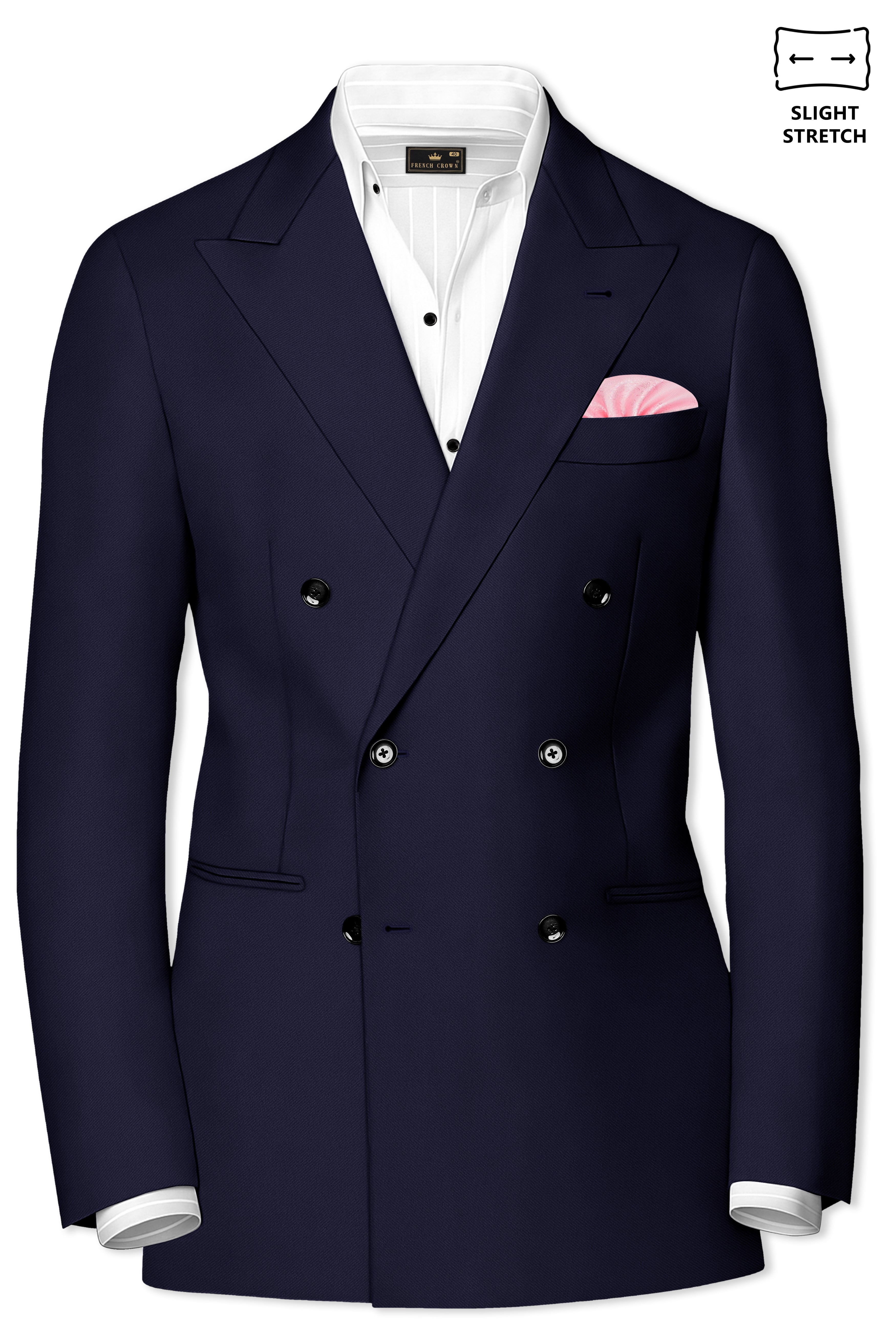 Azure-Baltic Sea Blue Wool Rich Slight Stretch Double Breasted Blazer