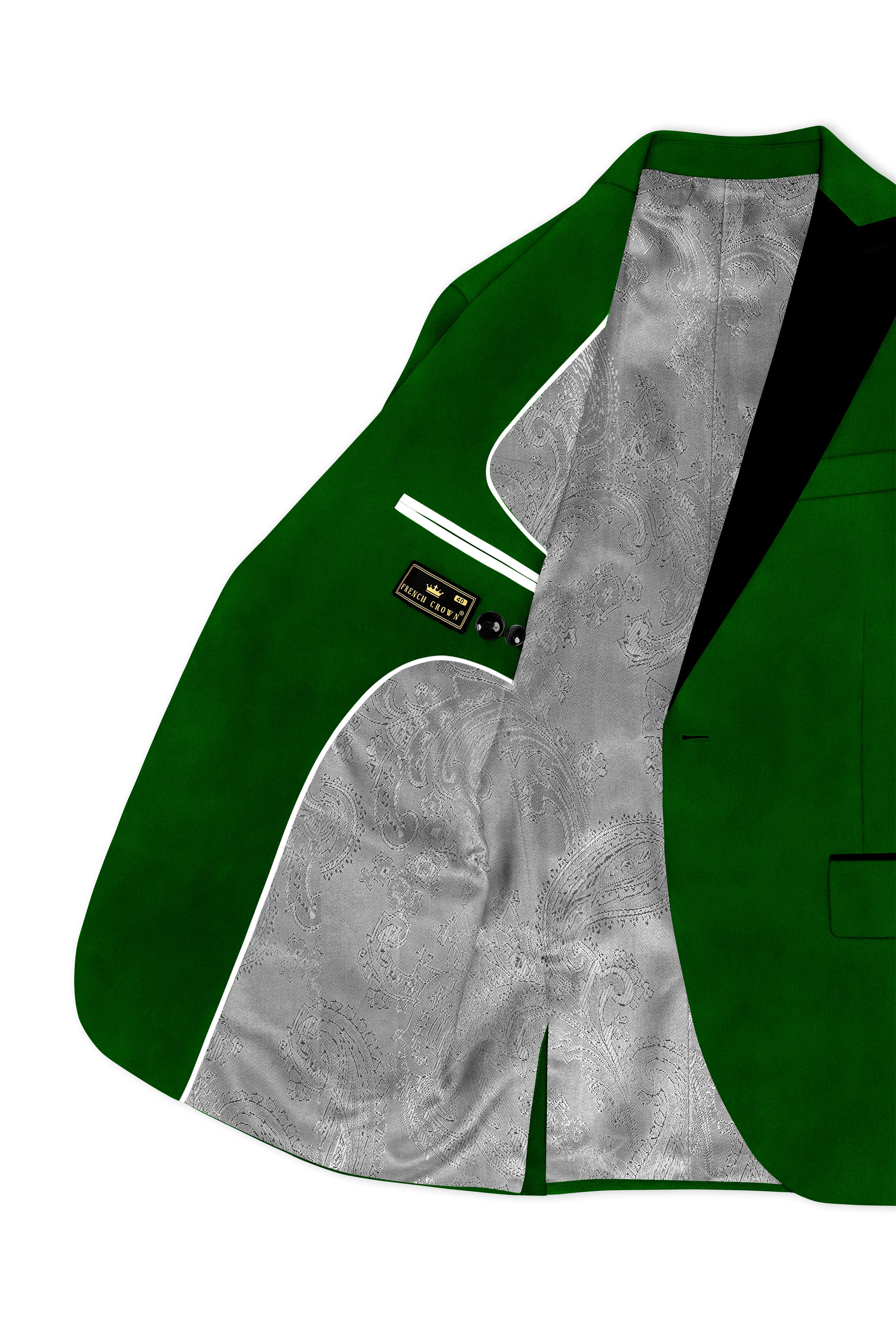 Viridian-Hunter Green Velvet Peak Lapel Tuxedo Blazer