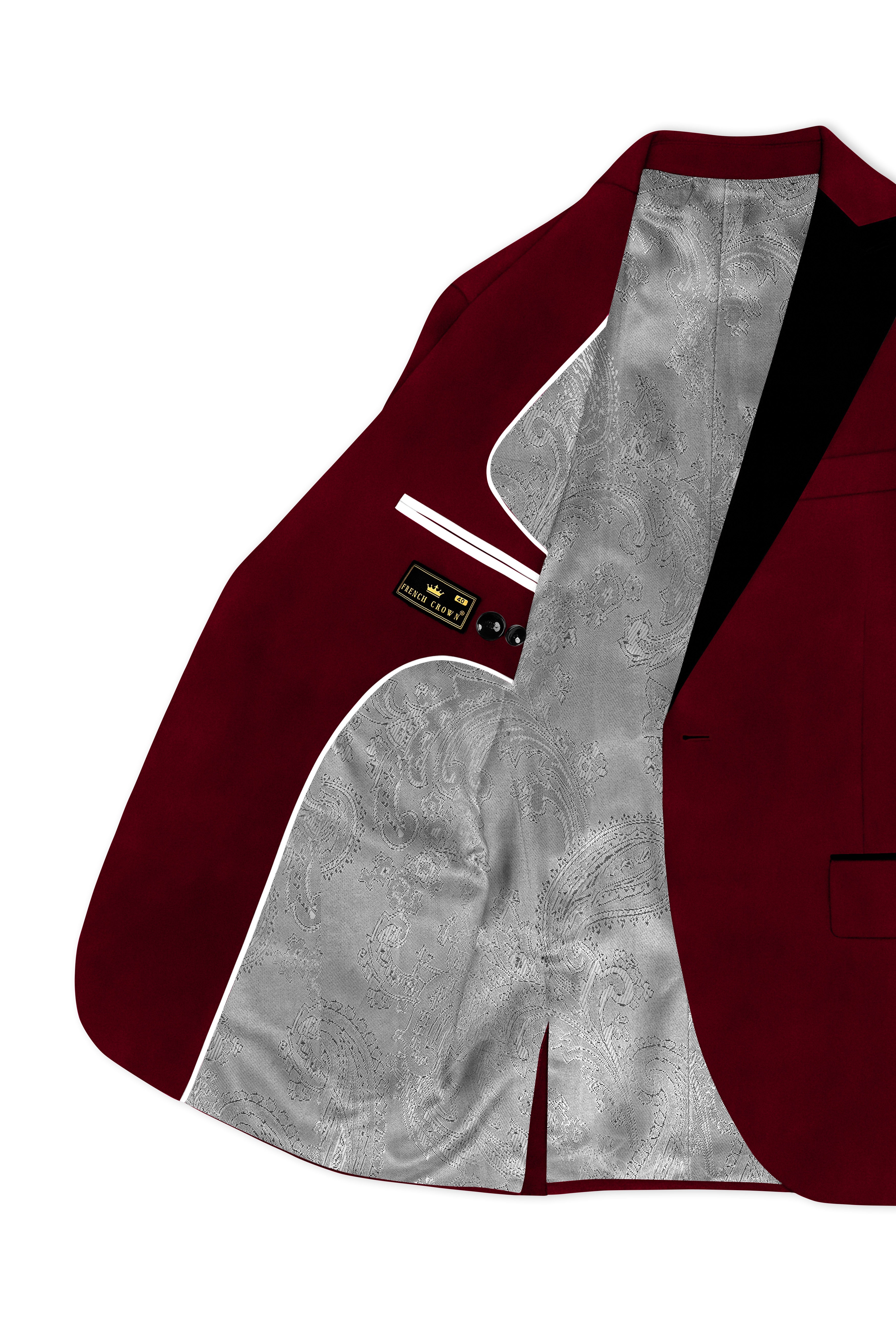 Crimsone-Temptress Red Velvet Peak Lapel Tuxedo Blazer