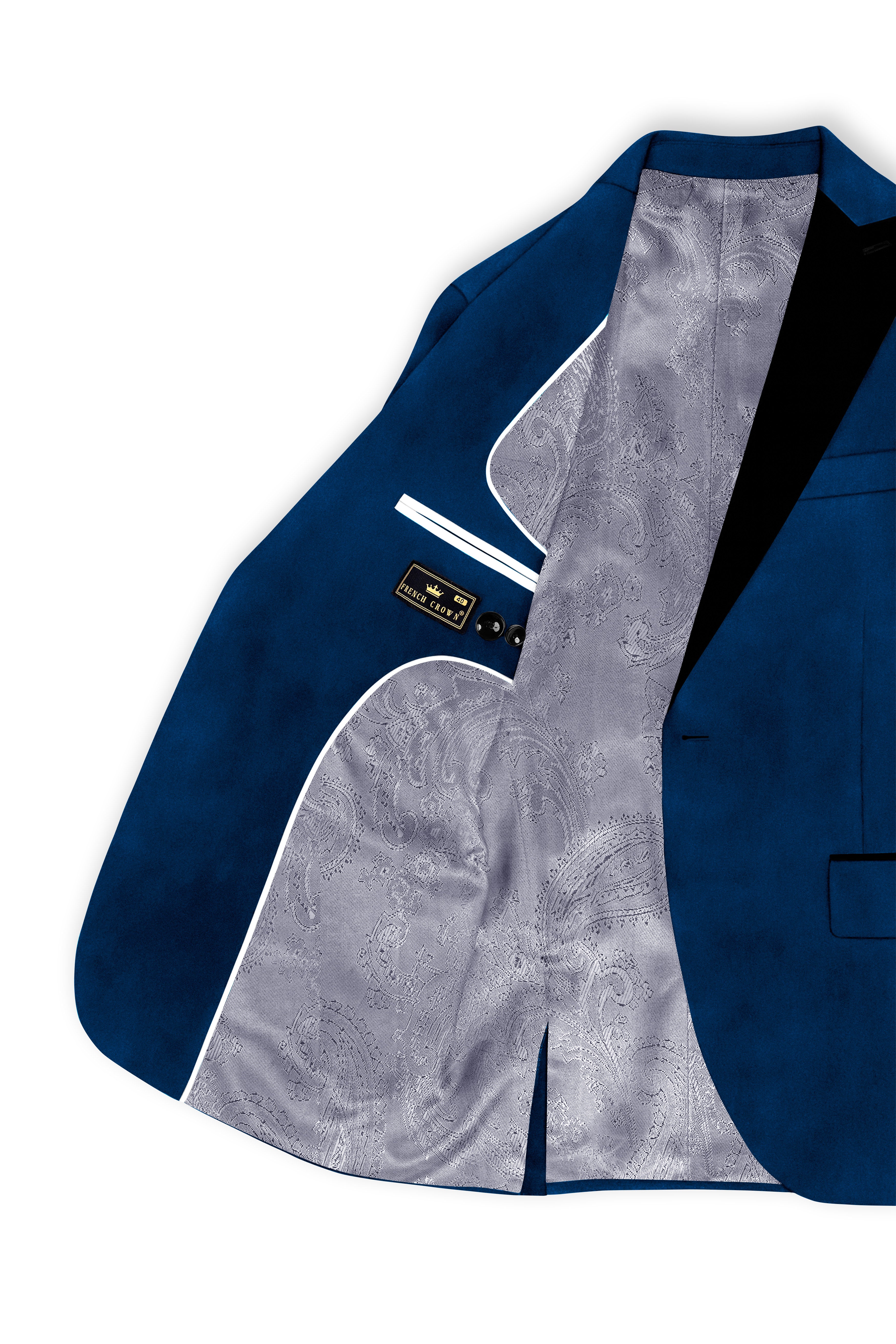 Caspian-Downriver Blue Velvet Peak Lapel Tuxedo Blazer
