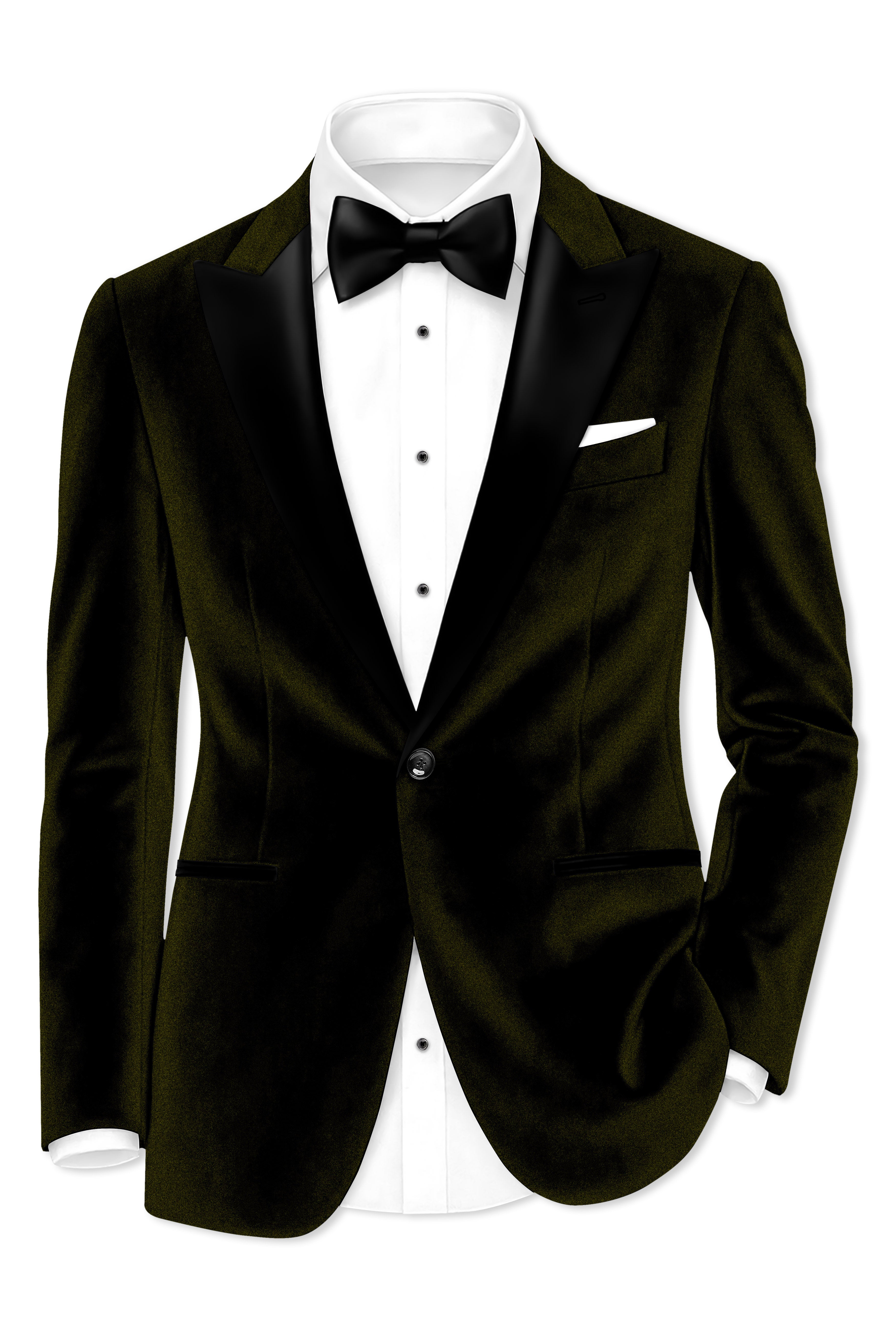 Montverde-Rangoon Green Velvet Peak Lapel Tuxedo Blazer