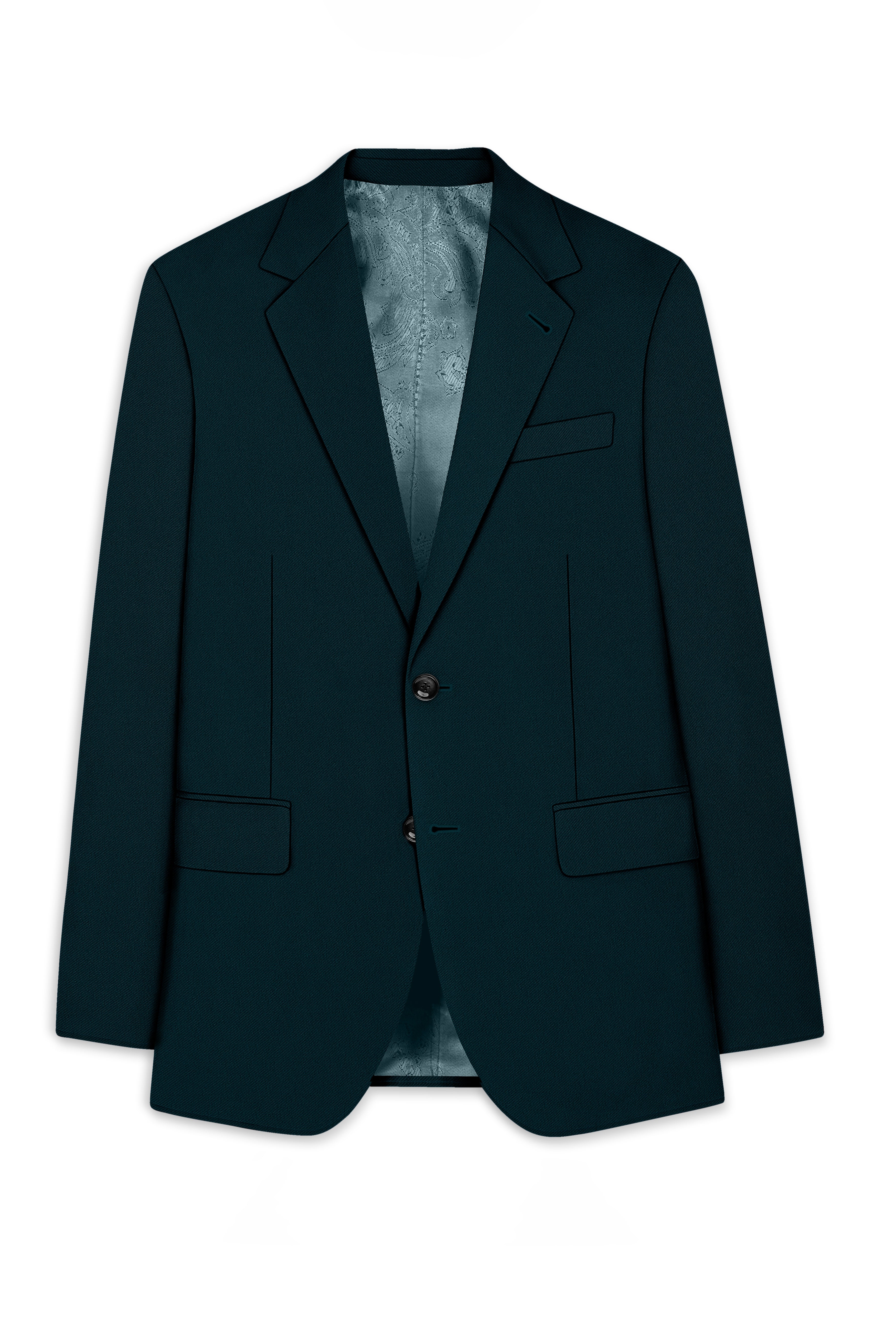 Canopy-Daintree Green 4-Way Stretch Wrinkle-Free Fluid Drape Fabric Single Breasted Blazer