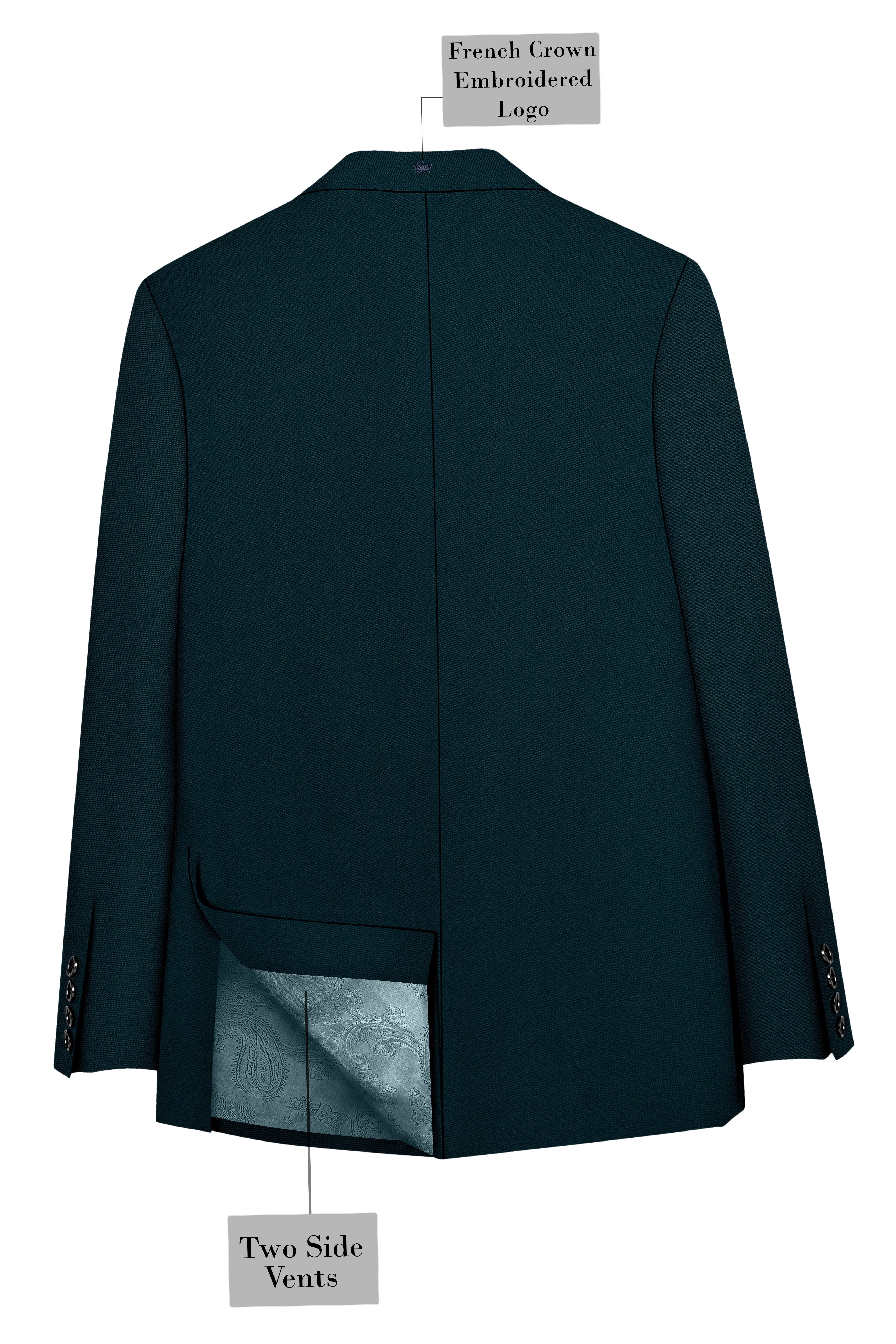 Canopy-Daintree Green 4-Way Stretch Wrinkle-Free Fluid Drape Fabric Double Breasted Blazer