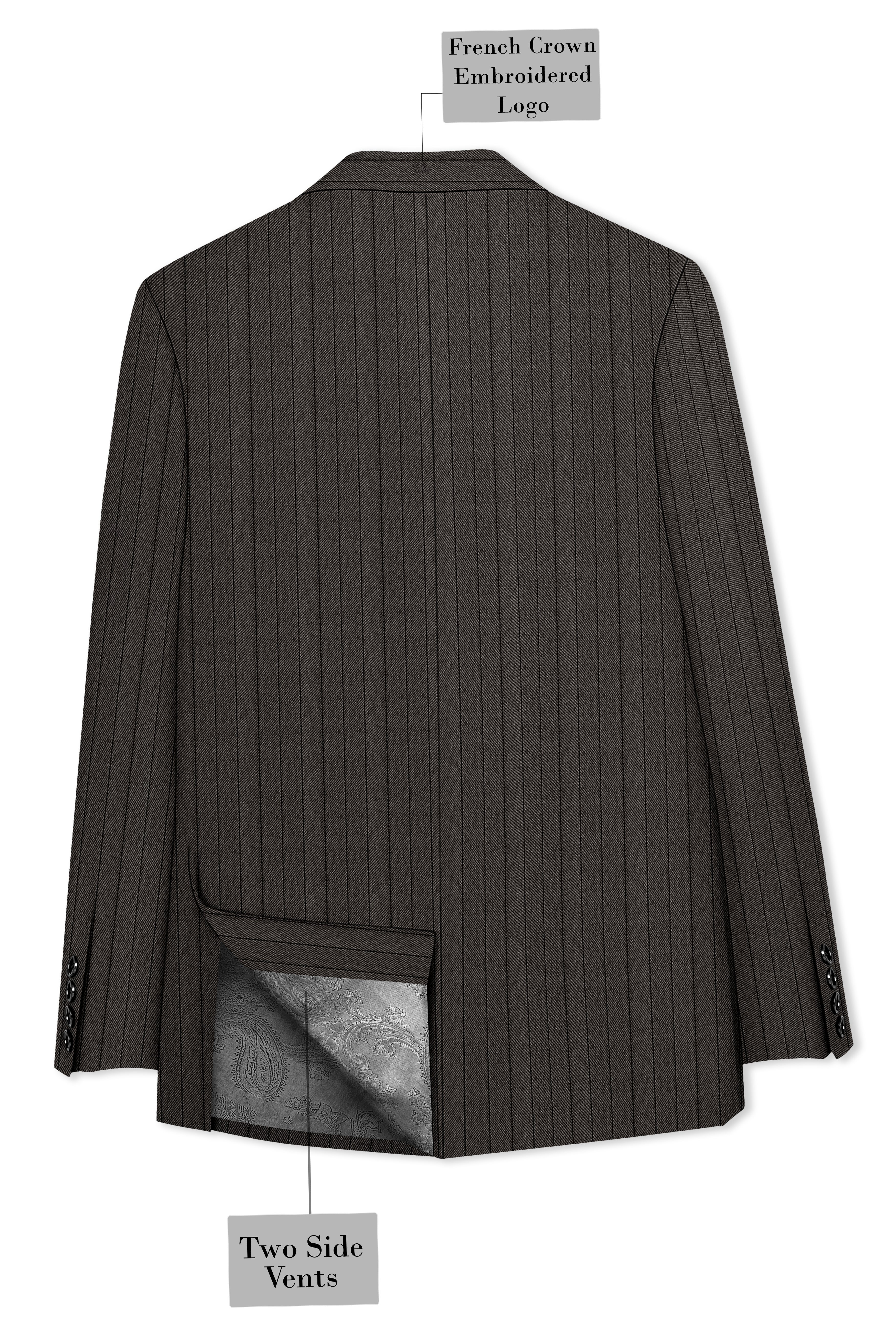 Heritage-Iridium Brown And Bright White Chalk Striped Wool Rich Slight Stretch Single Breasted Blazer