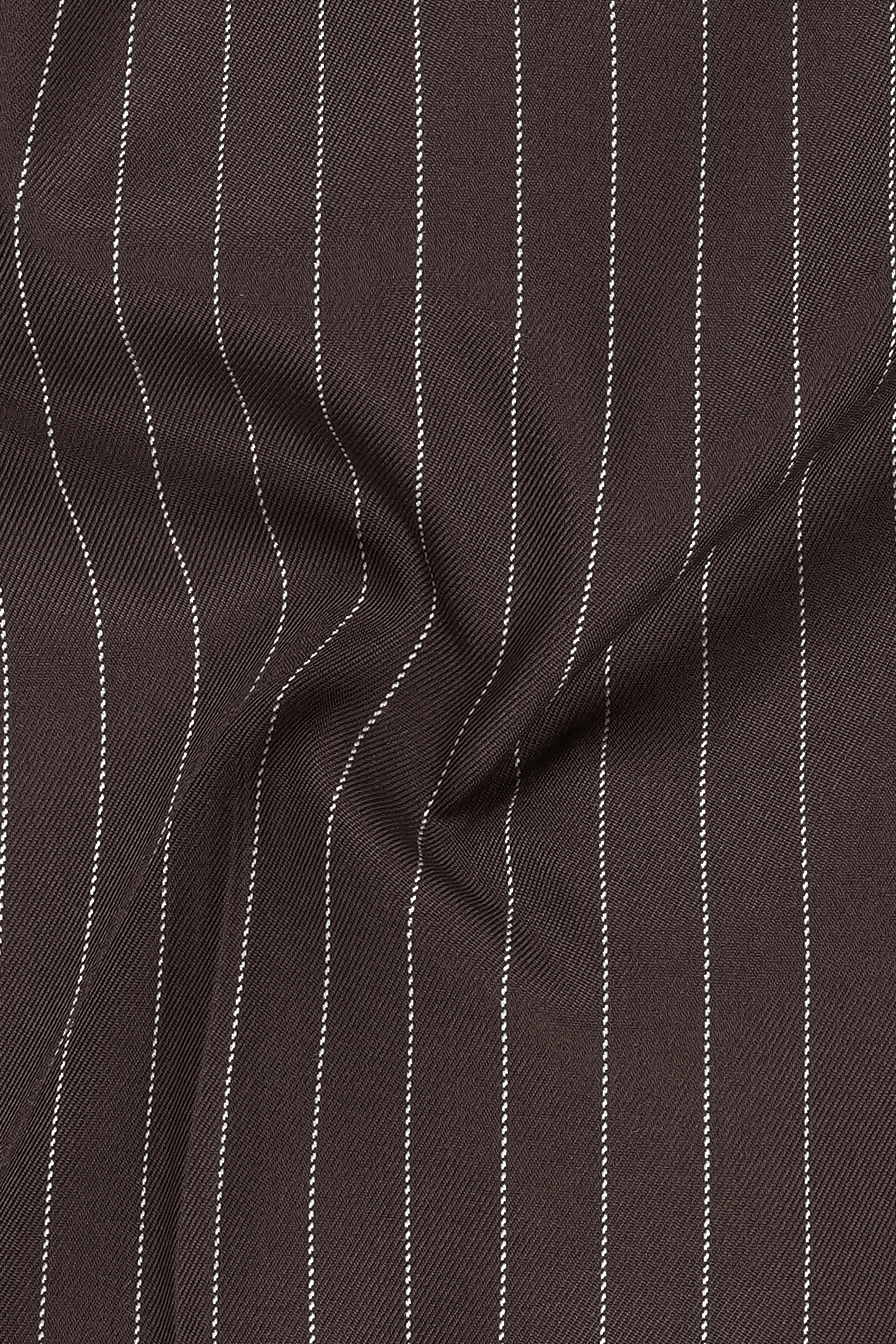 Sovereign-Umber Brown And Bright White Chalk Striped Wool Rich Slight Stretch Double Breasted Blazer