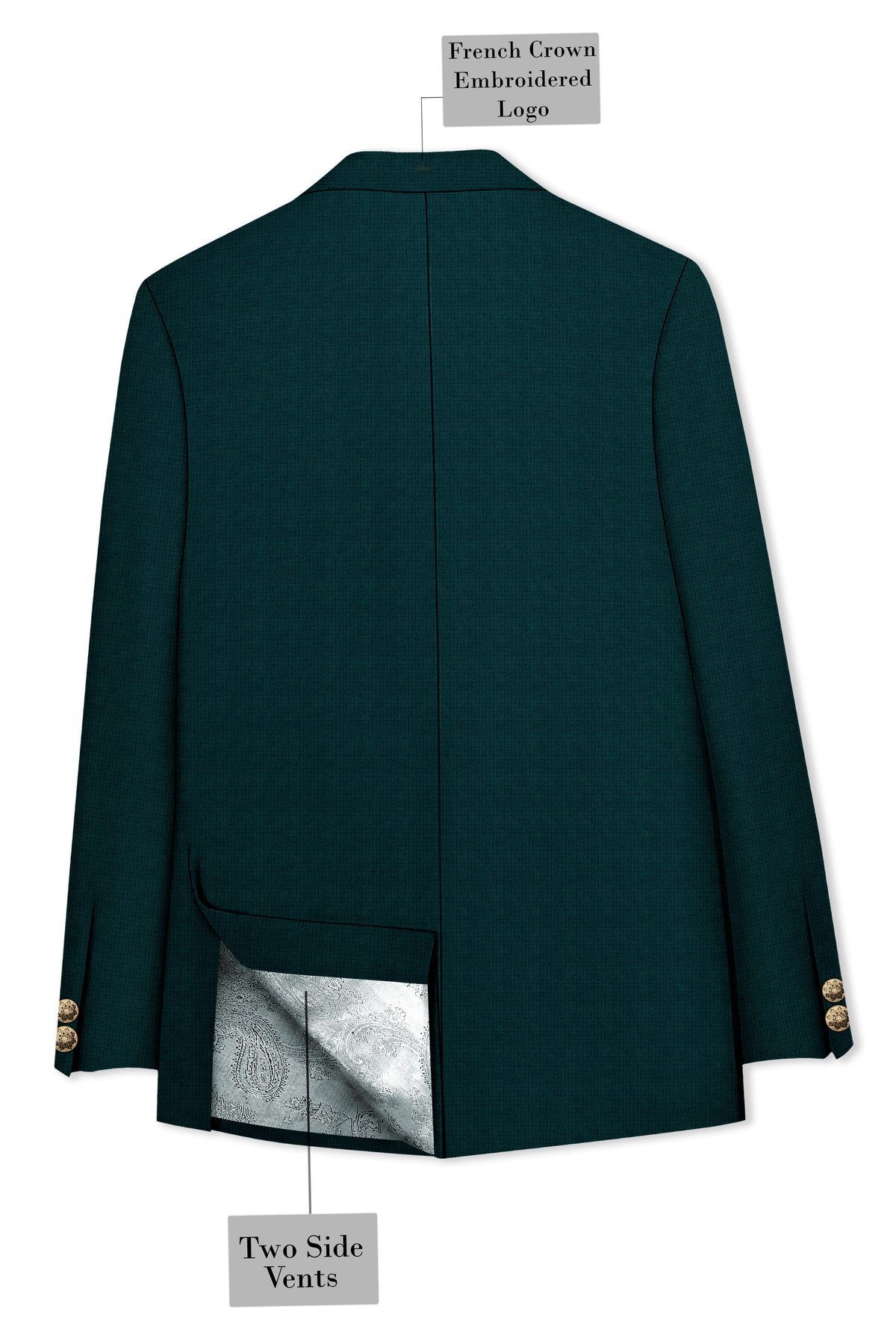 Facet-Dianne Green Diamond Textured Wool Rich Slight Stretch Bandhgala Blazer