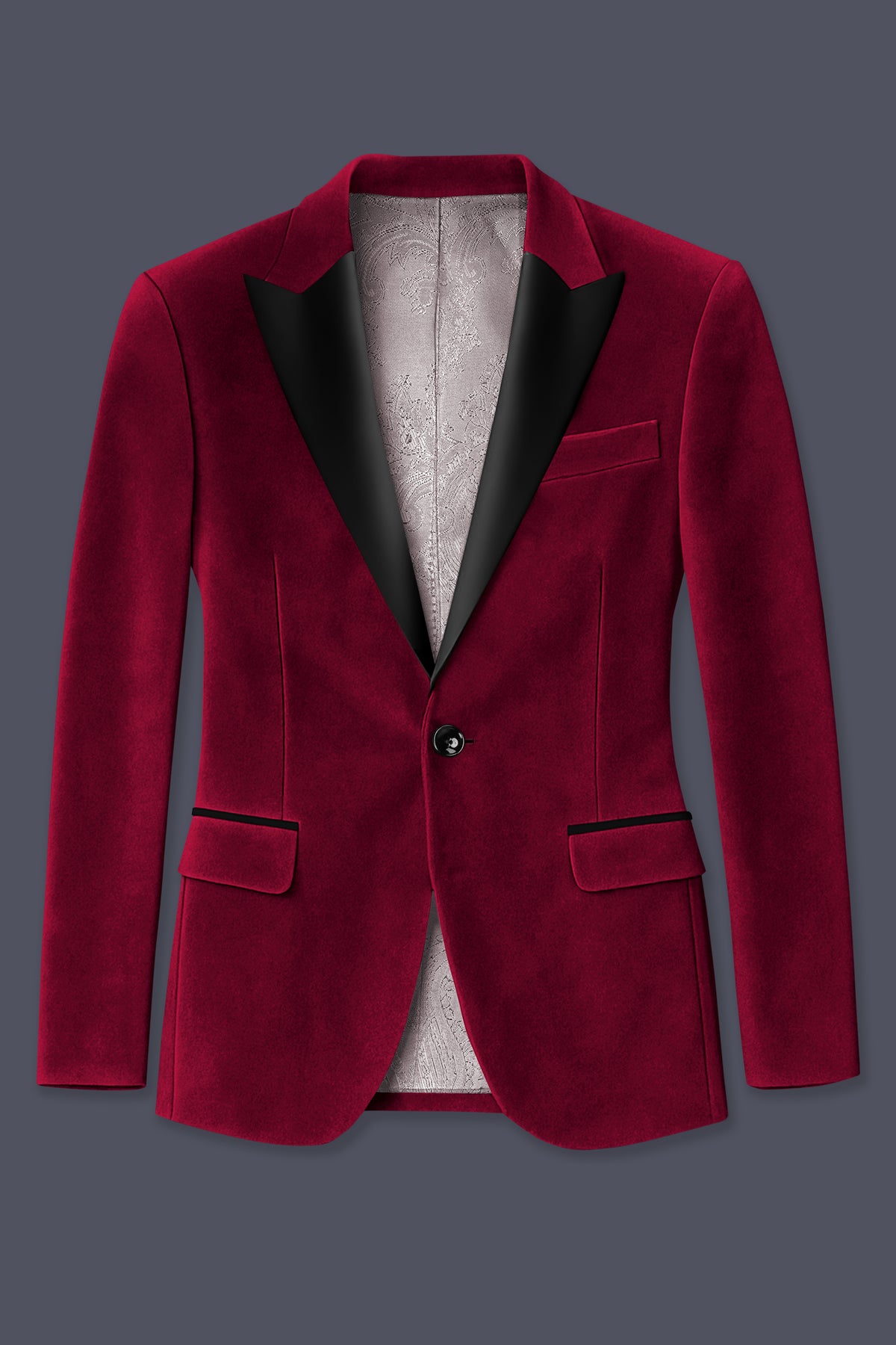 Nocturne-Cab Sav Maroon Velvet Peak Lapel Tuxedo Blazer