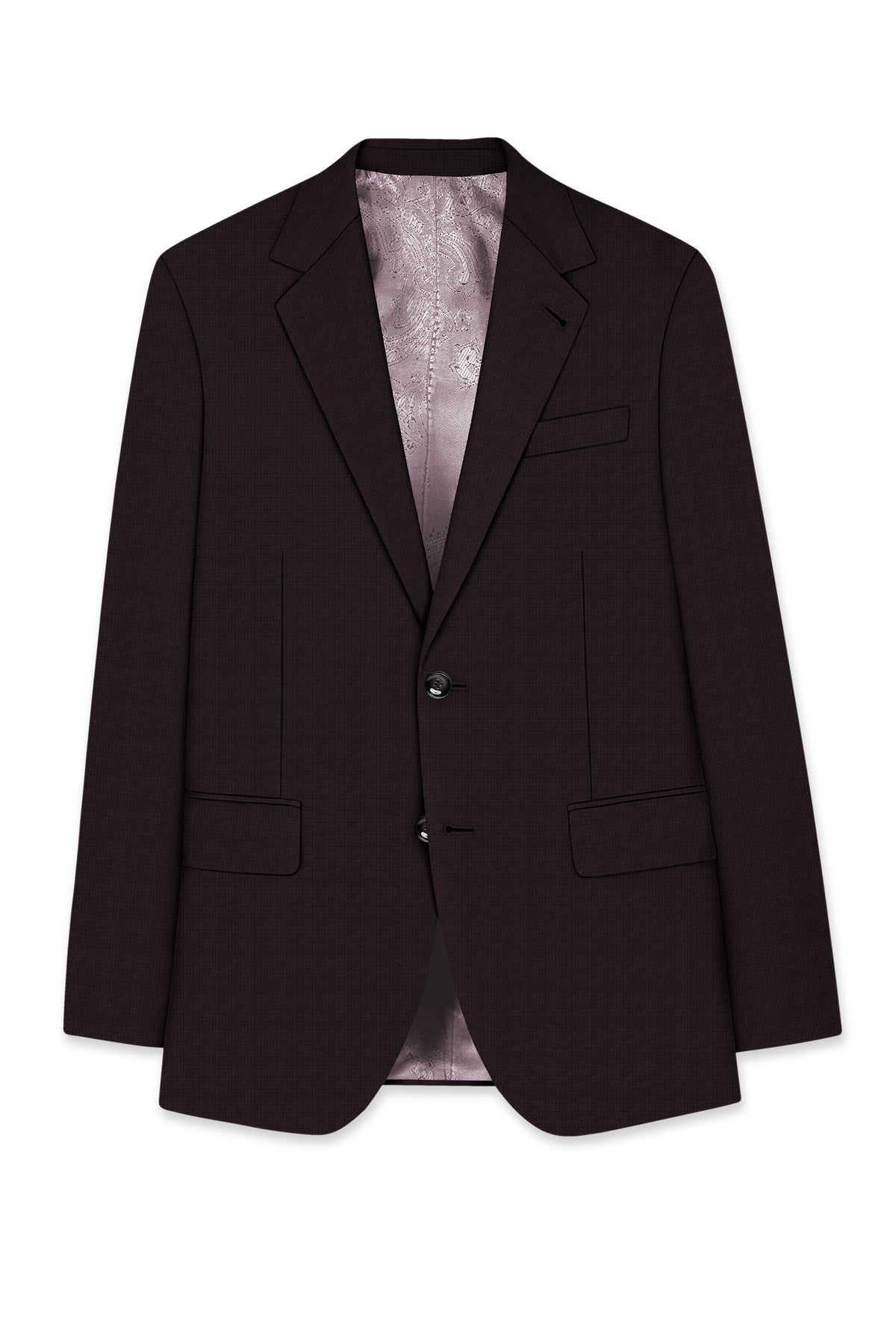 Regency-Cocoa Brown Diamond Textured Wool Rich Slight Stretch Single Breasted Blazer