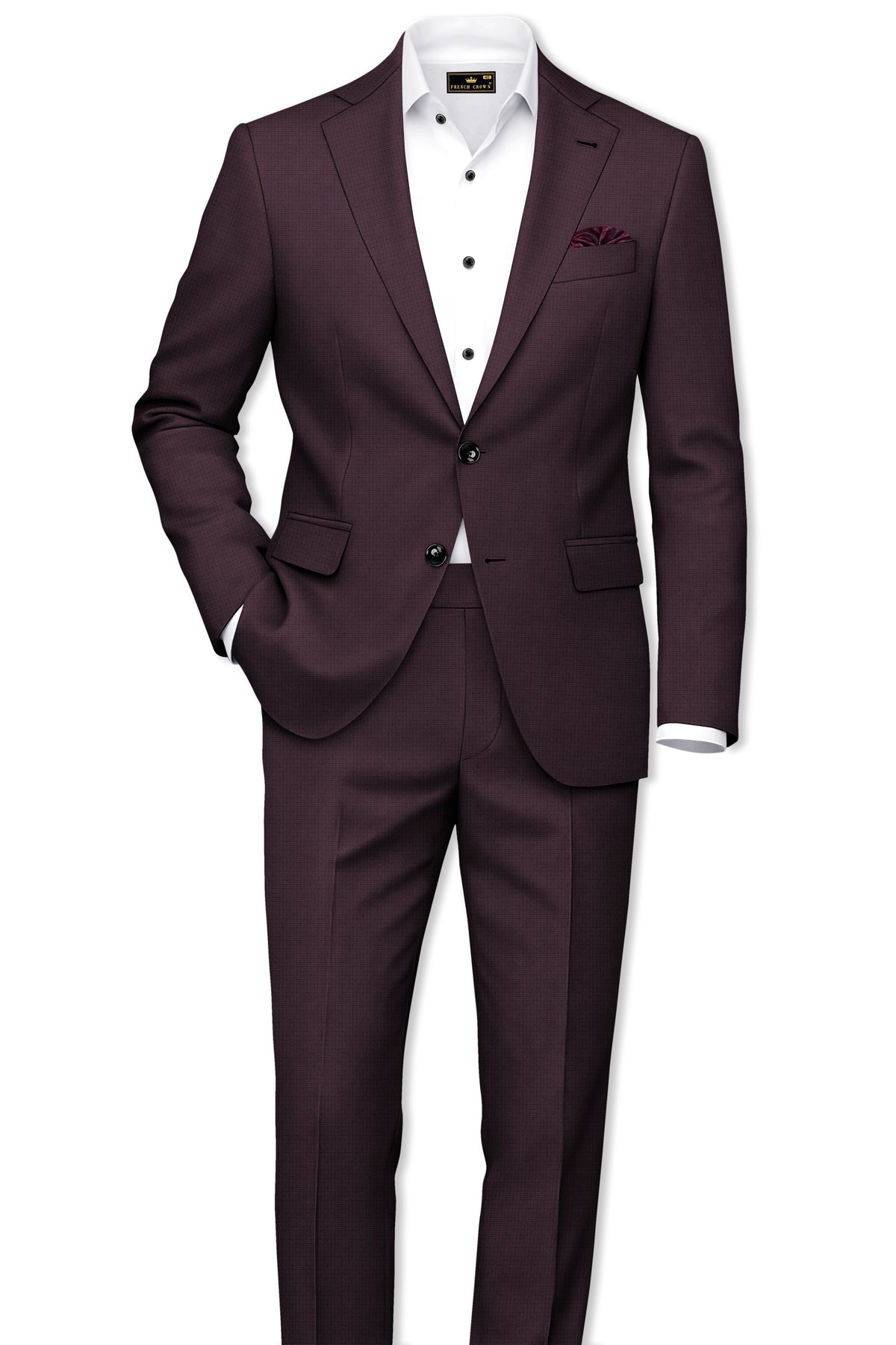 Velaris-Thunder Purple Diamond Textured Wool Rich Slight Stretch Single Breasted Blazer