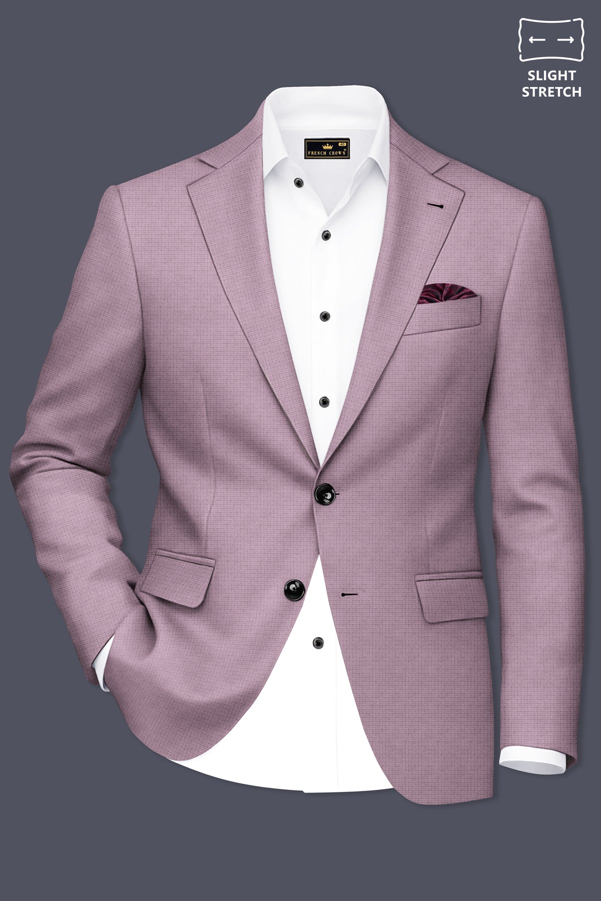 Regalia-Mountbatten Pink Diamond Textured Wool Rich Slight Stretch Single Breasted Blazer
