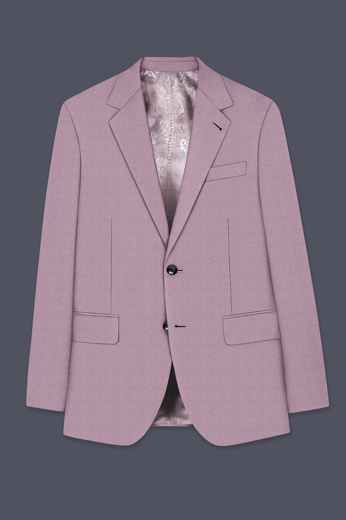 Regalia-Mountbatten Pink Diamond Textured Wool Rich Slight Stretch Single Breasted Blazer