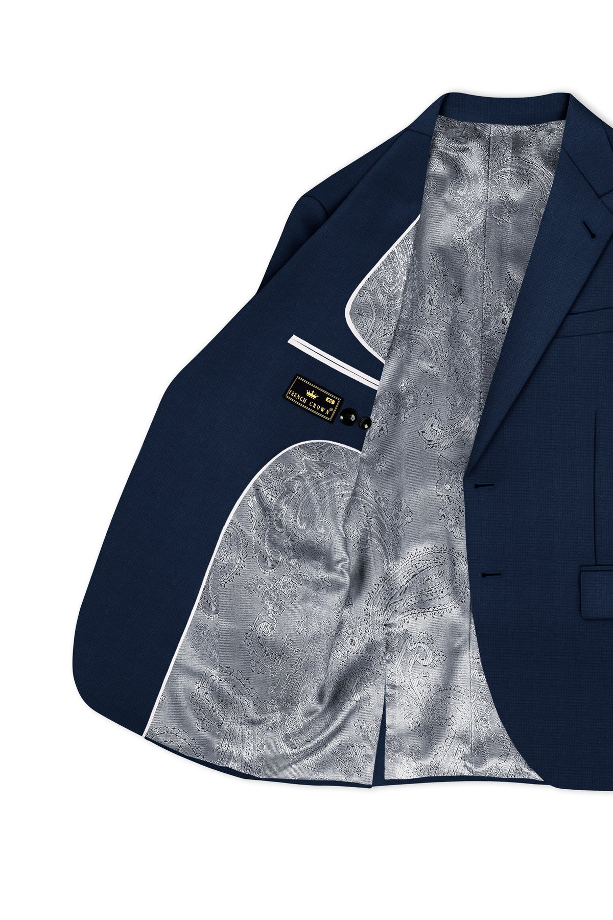 Regent-Ebony Blue Diamond Textured Wool Rich Slight Stretch Single Breasted Blazer