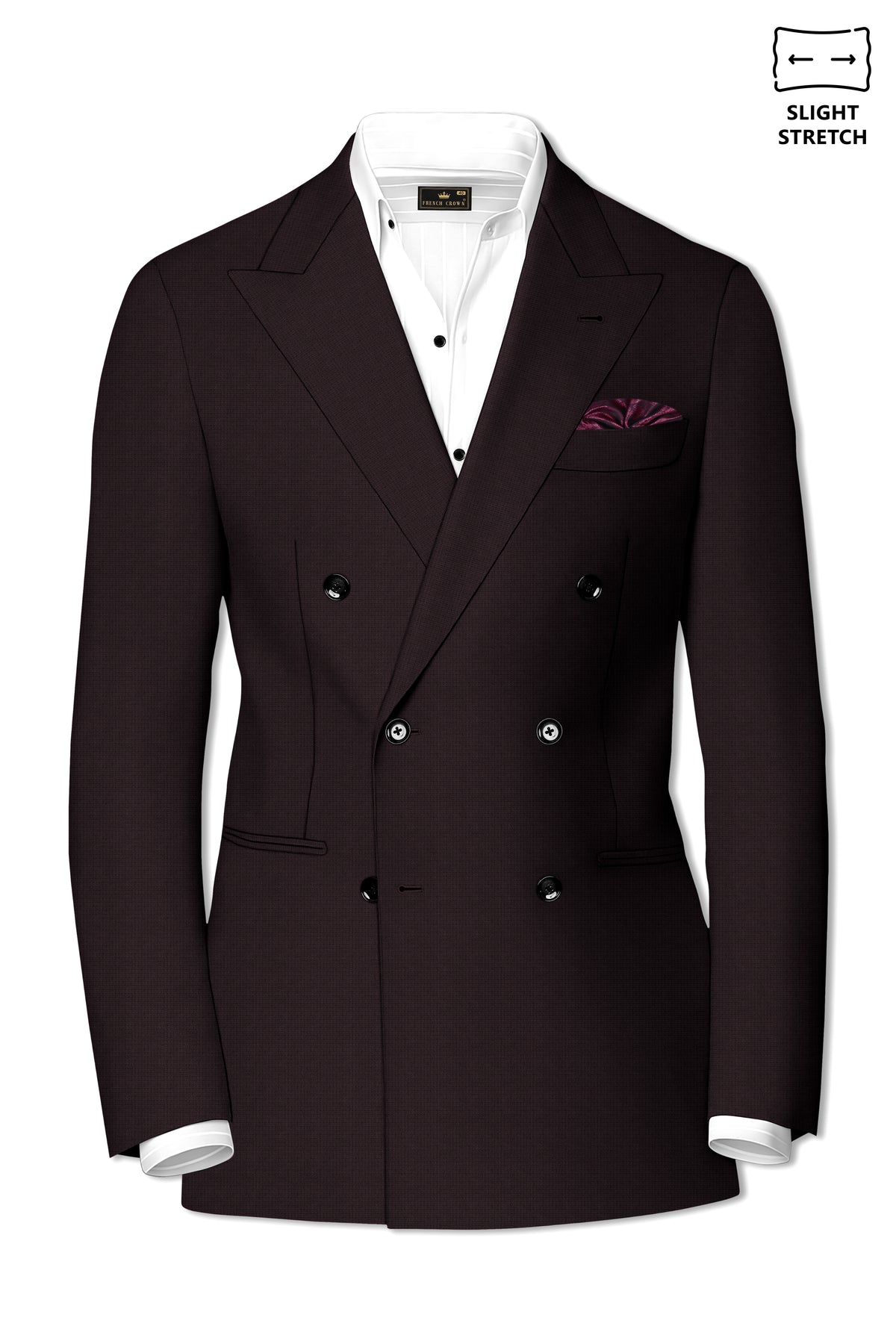 Regency-Cocoa Brown Diamond Textured Wool Rich Slight Stretch Double Breasted Blazer