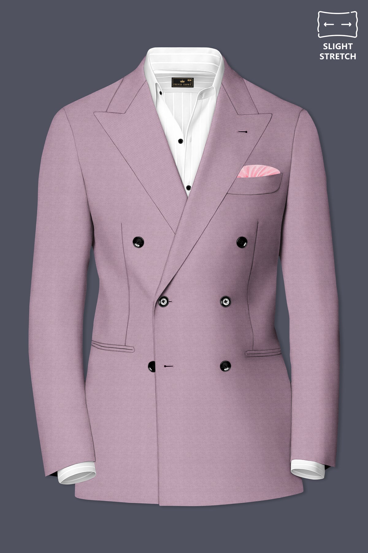 Regalia-Mountbatten Pink Diamond Textured Wool Rich Slight Stretch Double Breasted Blazer
