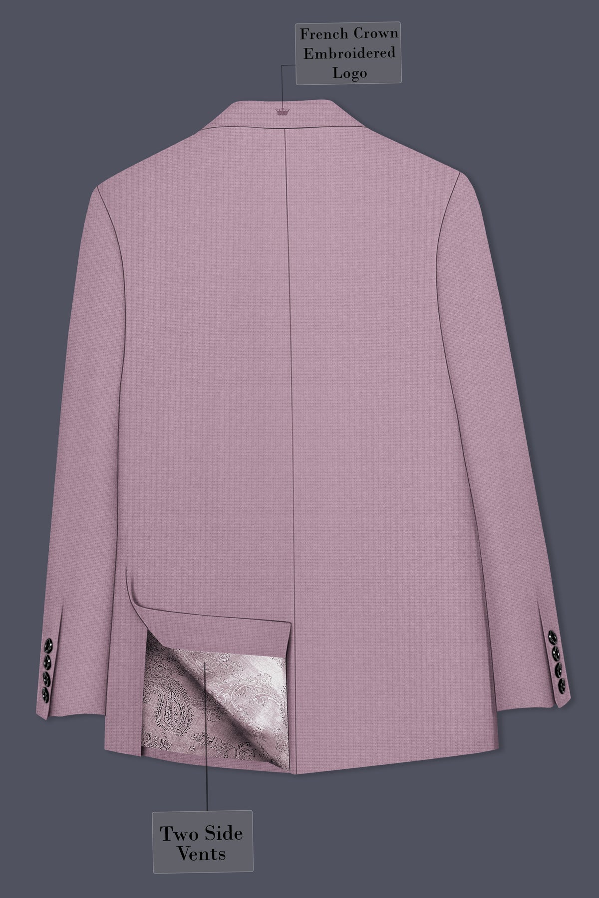 Regalia-Mountbatten Pink Diamond Textured Wool Rich Slight Stretch Double Breasted Blazer