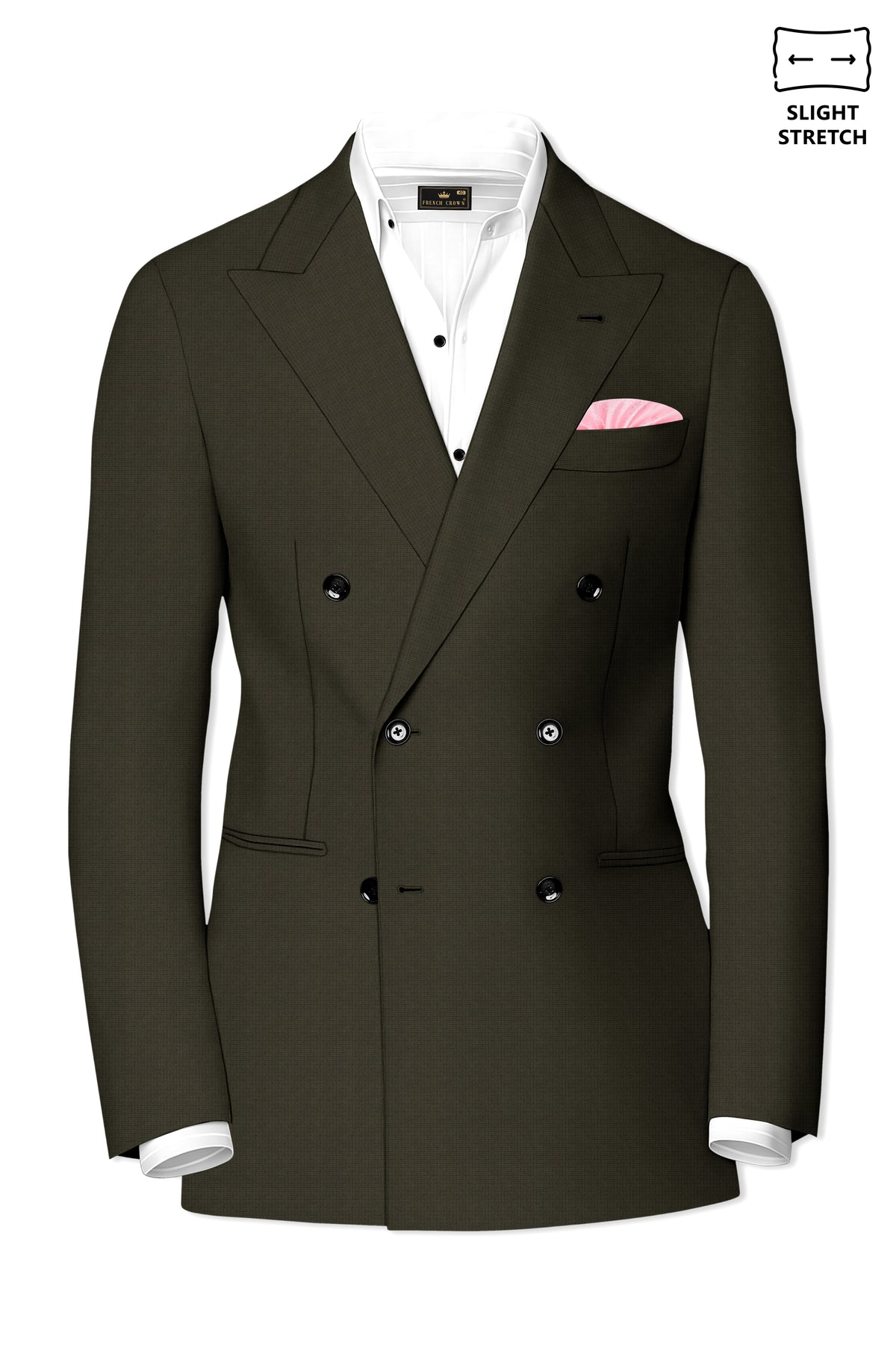 Prestige-Zeus Green Diamond Textured Wool Rich Slight Stretch Double Breasted Blazer