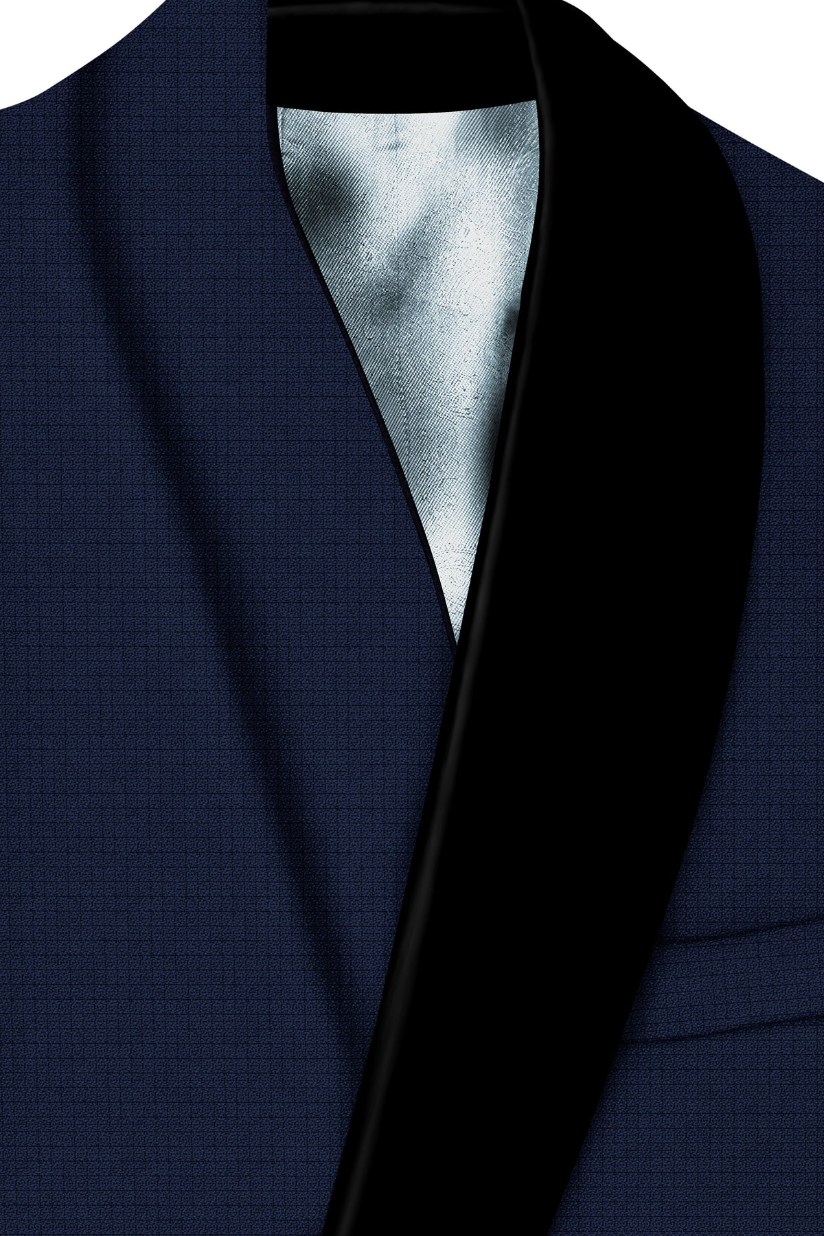 Regent-Ebony Blue Diamond Textured Wool Rich Slight Stretch Tuxedo Blazer