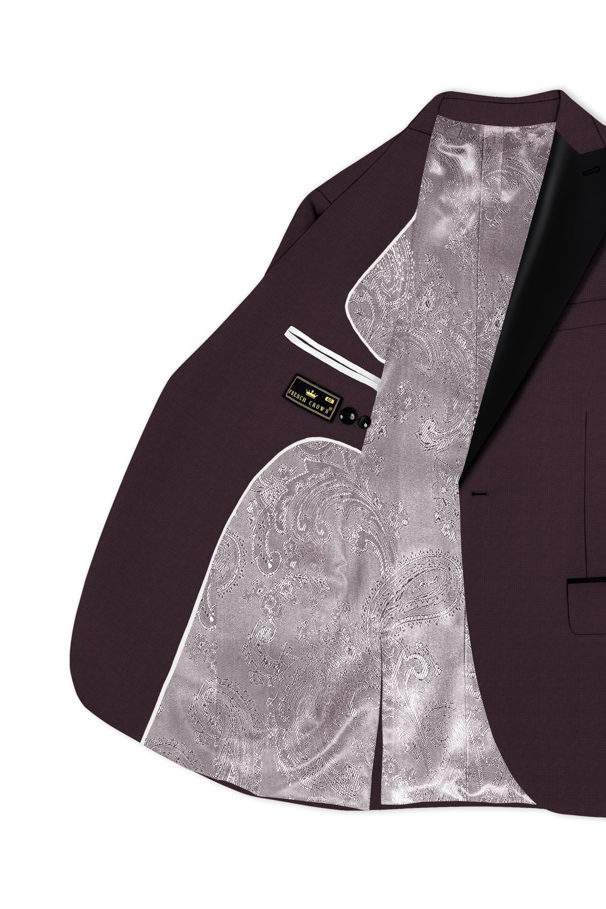 Velaris-Thunder Purple Diamond Textured Wool Rich Slight Stretch Peak Lapel Tuxedo Blazer