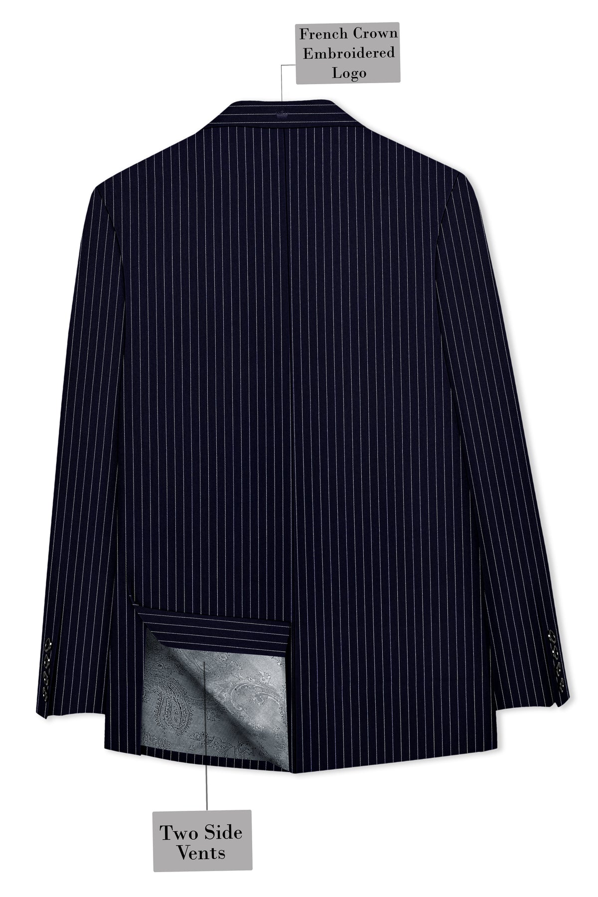 Mariner-Denim Blue And Bright White Chalk Striped Wool Rich Wrinkle-Free Fluid Drape Fabric Single Breasted Blazer