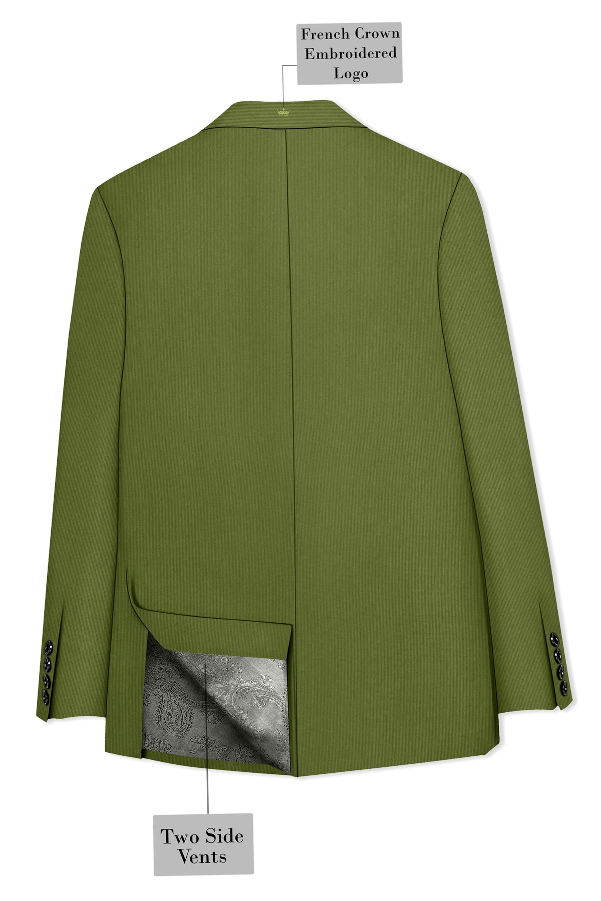 Hunter-Muddy Green Diamond Textured Wool Rich Slight Stretch Single Breasted Blazer