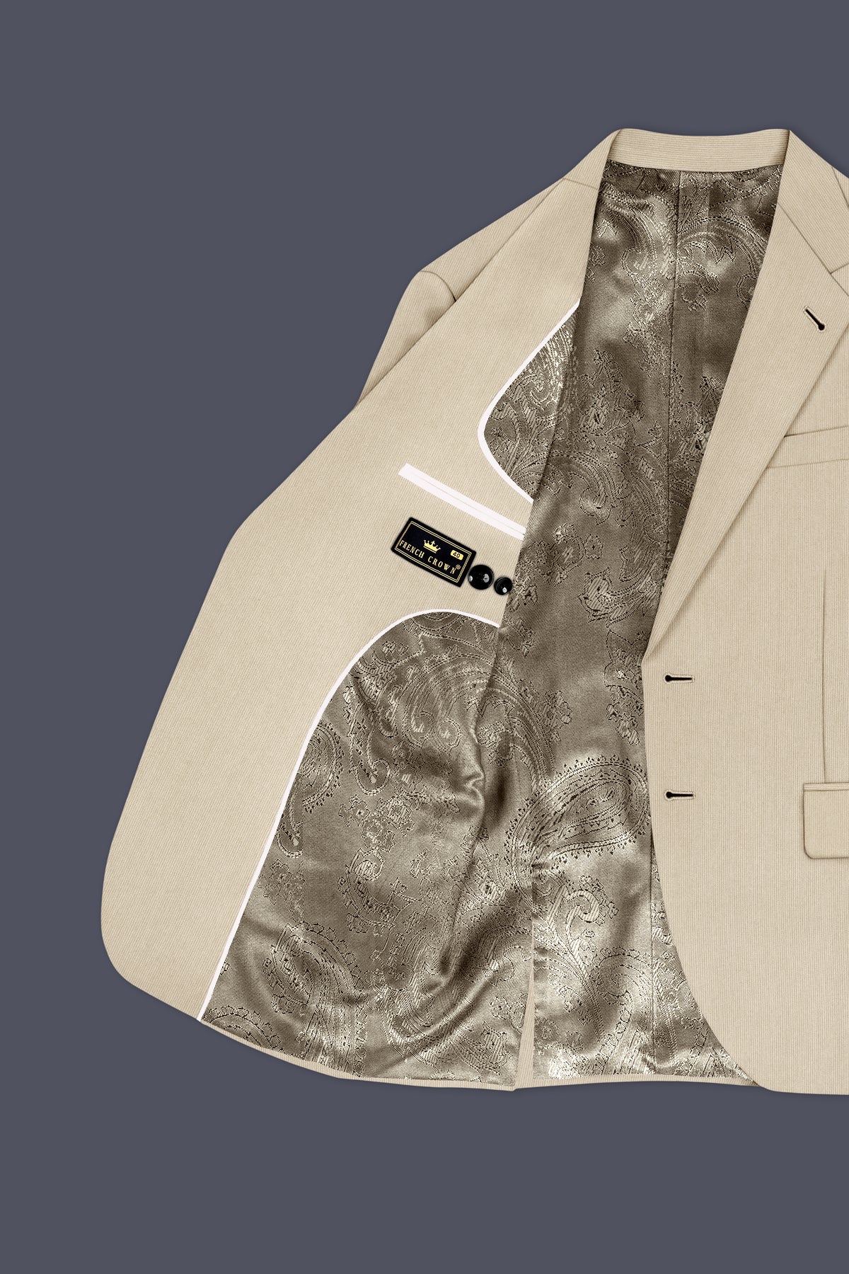 Ivoria-Vanilla Cream Diamond Textured Wool Rich Slight Stretch Single Breasted Blazer