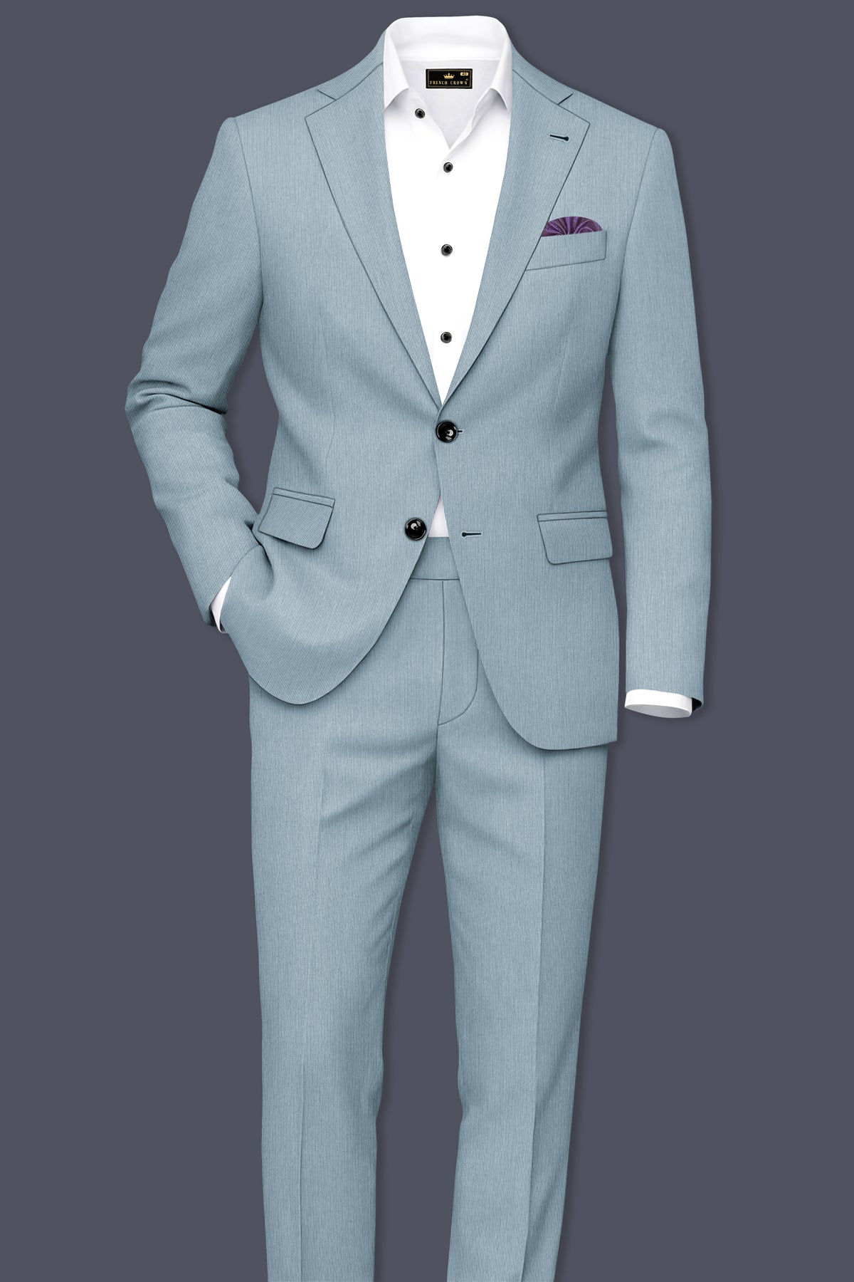 Sterling-Cadet Gray Diamond Textured Wool Rich Slight Stretch Single Breasted Blazer