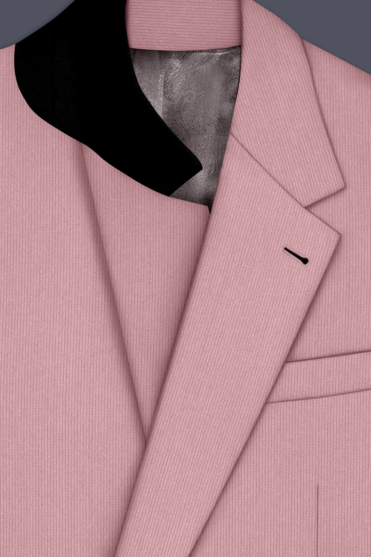 Isadora-Careys Pink Diamond Textured Wool Rich Slight Stretch Single Breasted Blazer
