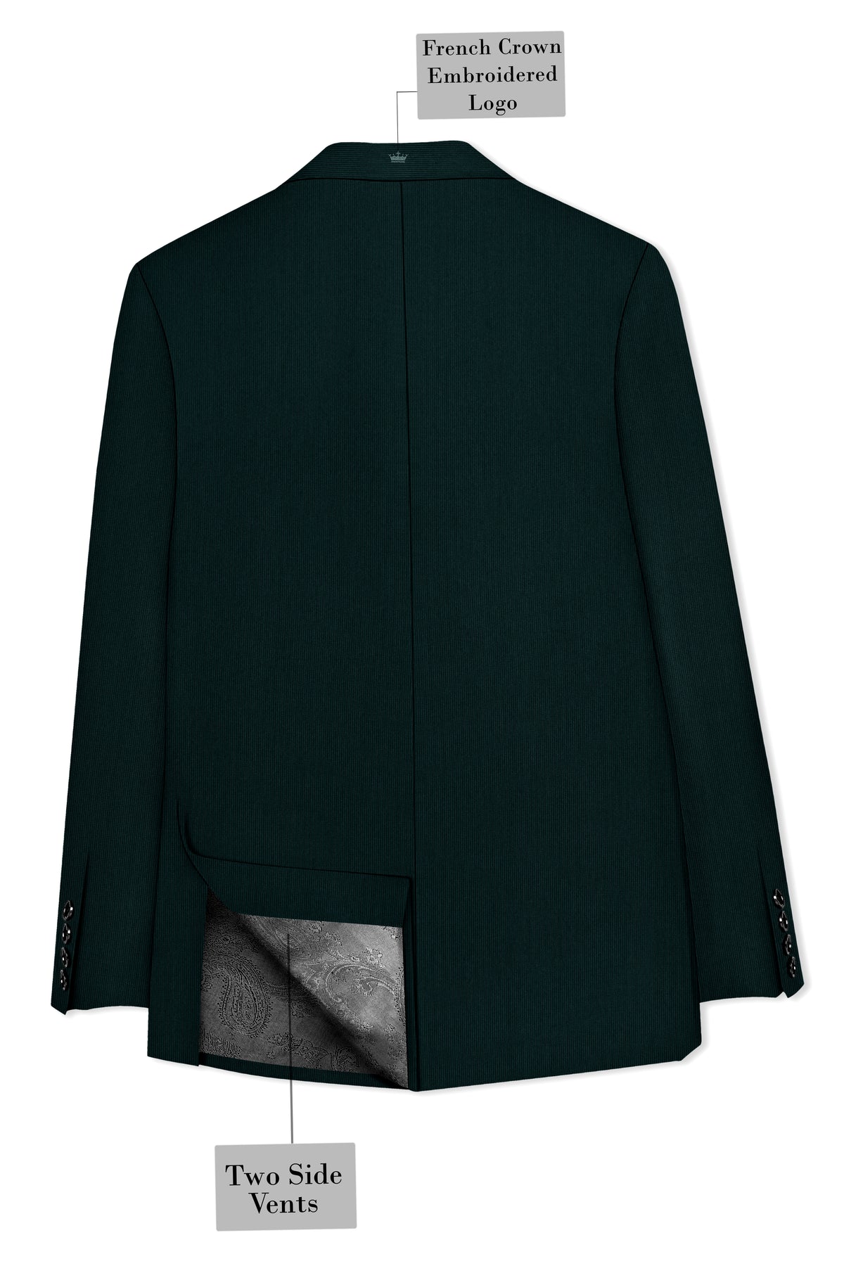 Viridian-Burnham Green Diamond Textured Wool Rich Slight Stretch Single Breasted Blazer
