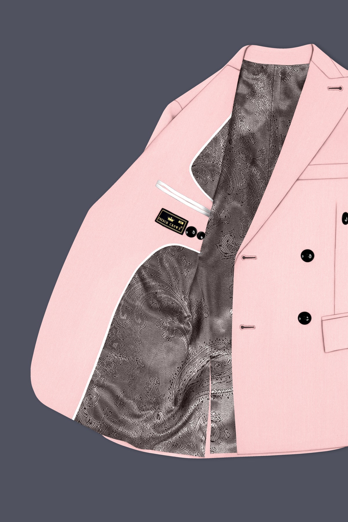 Elara-Cosmos Pink Diamond Textured Wool Rich Slight Stretch Double Breasted Blazer