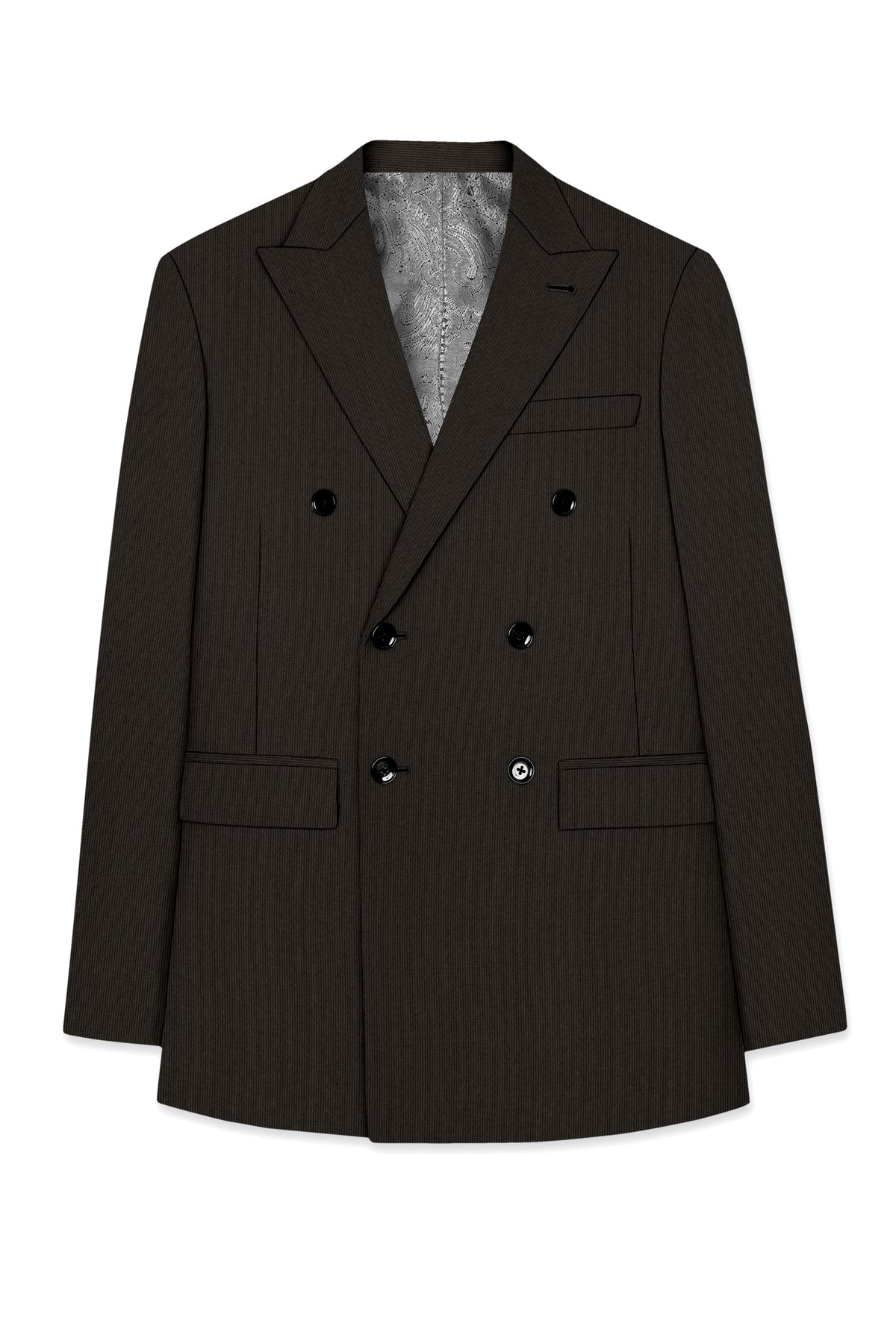Grayson-Zeus Brown Diamond Textured Wool Rich Slight Stretch Double Breasted Blazer