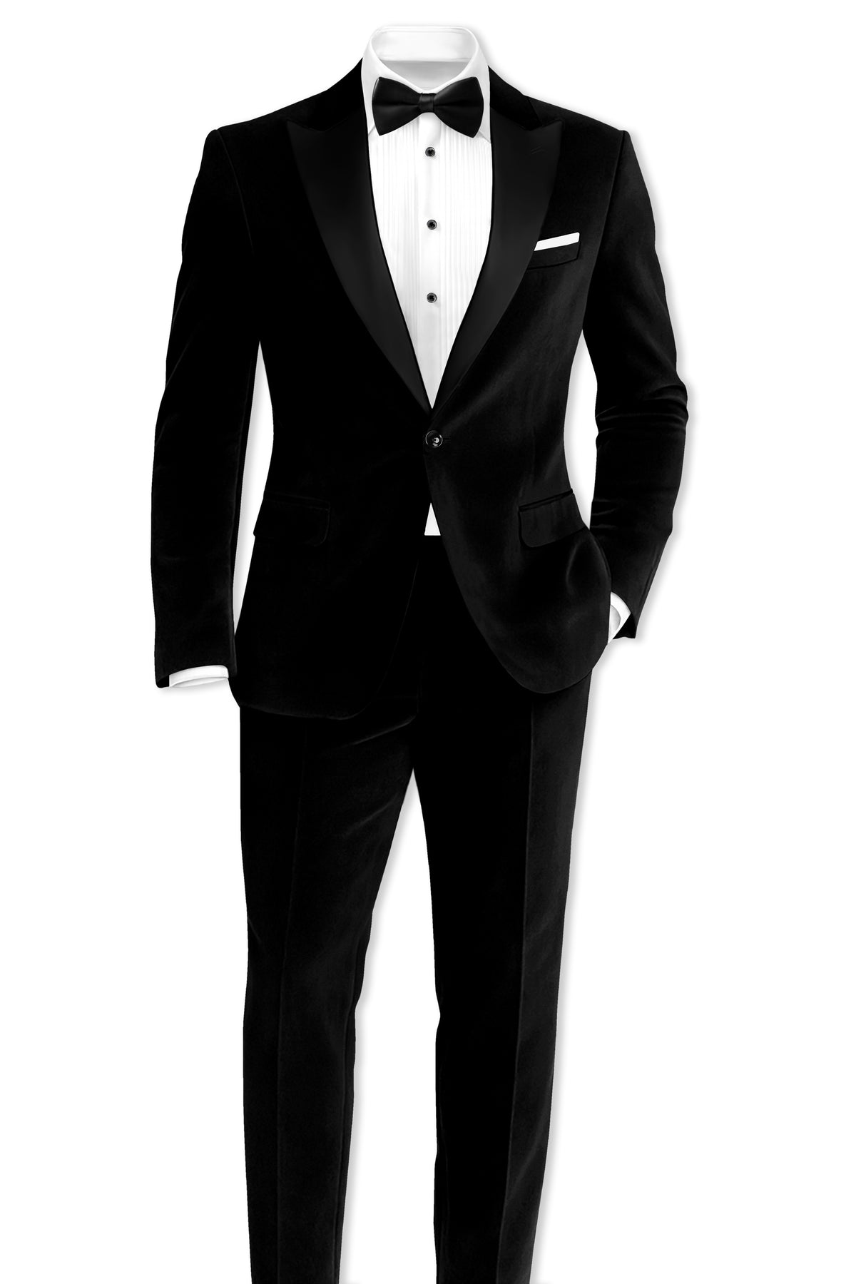 Aurelius-Jade Black Velvet Peak Lapel Tuxedo Blazer