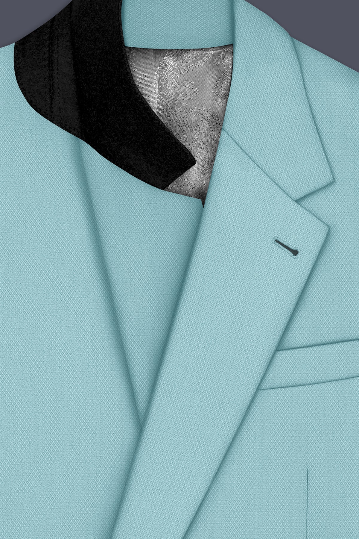 Eclipse-Hosta Blue Diamond Textured Wool Rich Slight Stretch Single Breasted Blazer