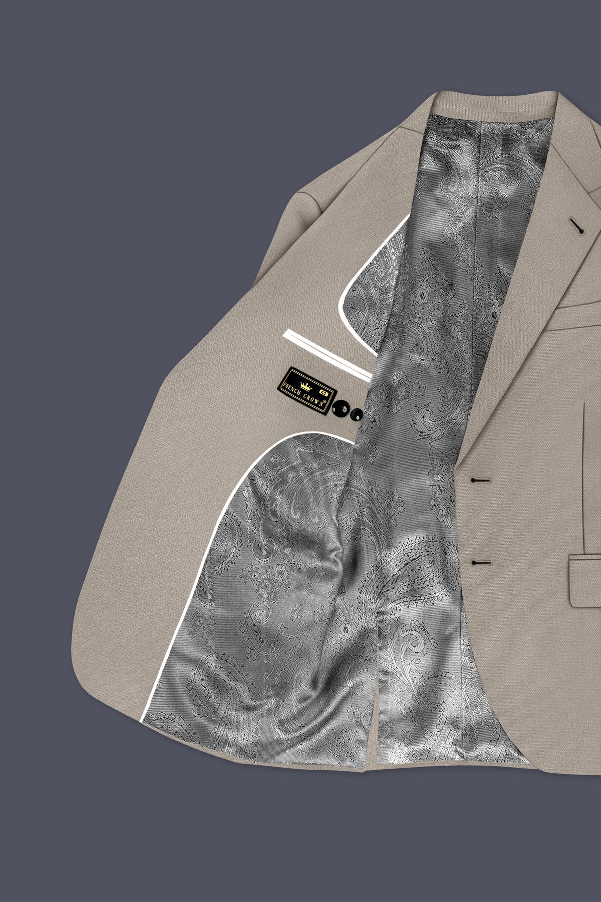 Mavren-Taupe Brown Diamond Textured Wool Rich Slight Stretch Single Breasted Blazer