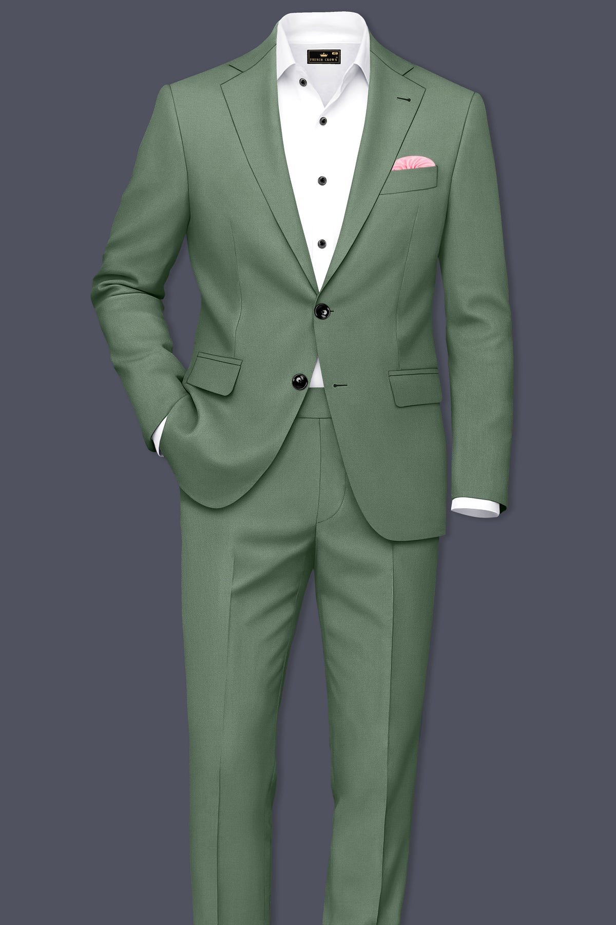 Avon-Glade Green Diamond Textured Wool Rich Slight Stretch Single Breasted Blazer
