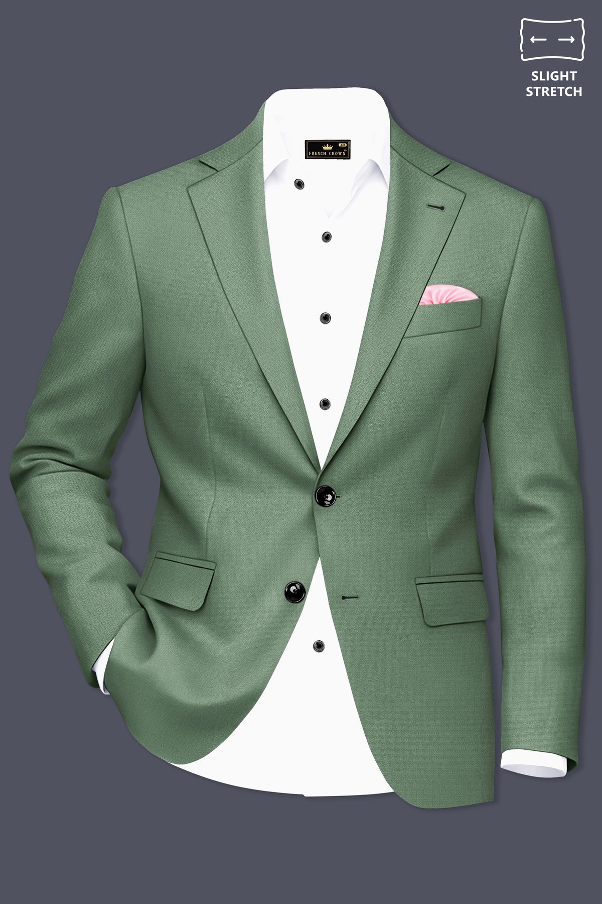 Avon-Glade Green Diamond Textured Wool Rich Slight Stretch Single Breasted Blazer