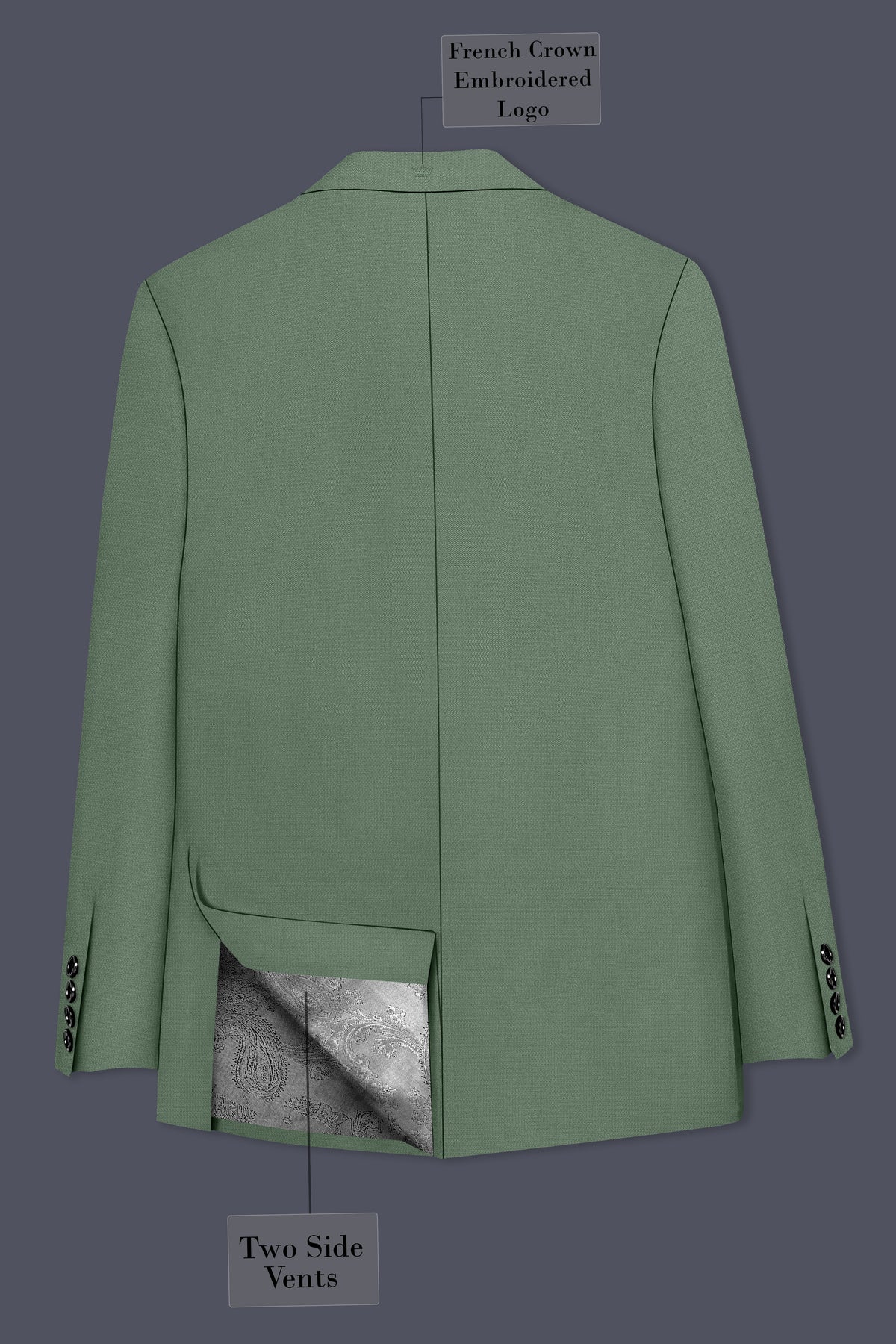 Avon-Glade Green Diamond Textured Wool Rich Slight Stretch Single Breasted Blazer