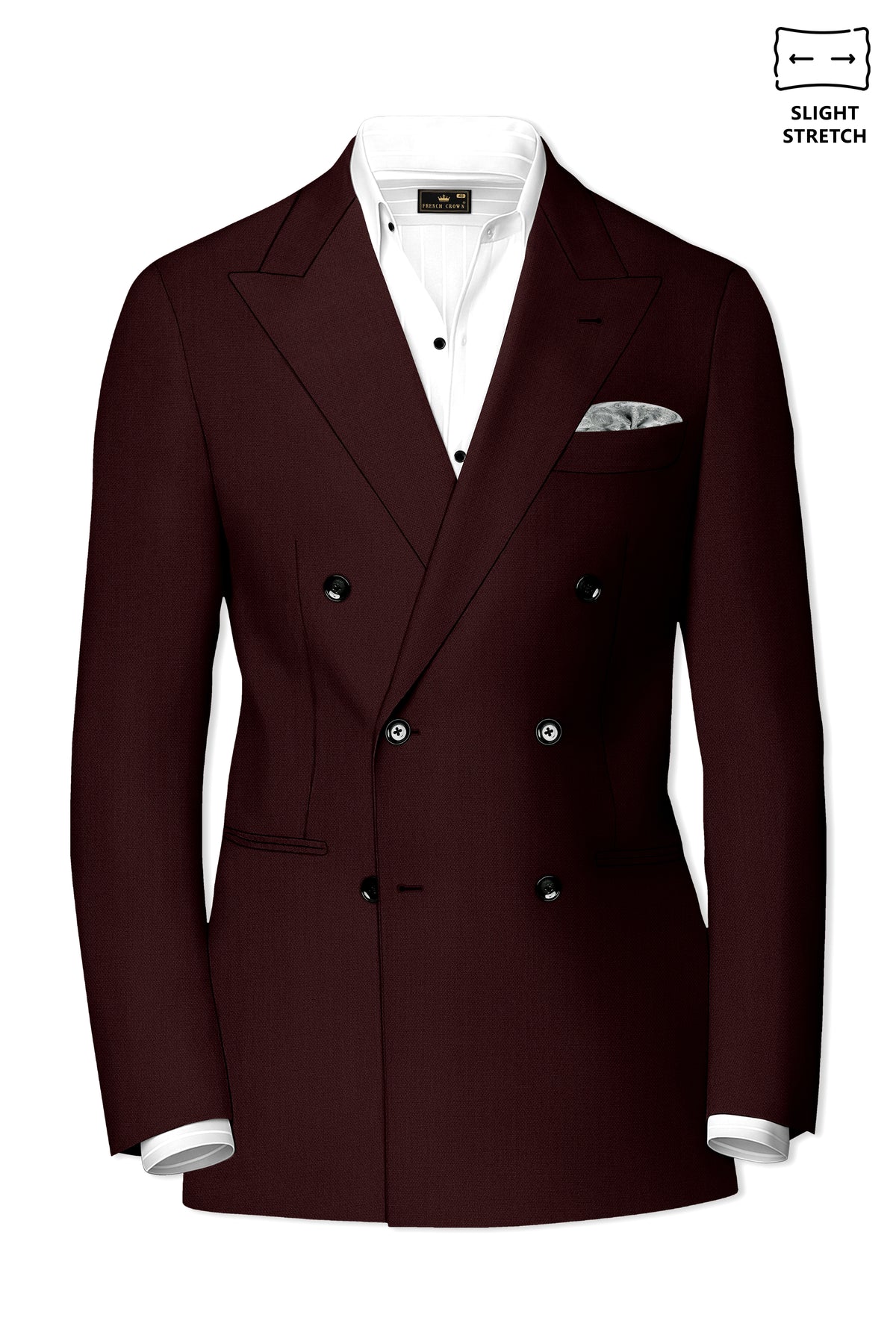 Ardent-Creole Maroon Diamond Textured Wool Rich Slight Stretch Double Breasted Blazer