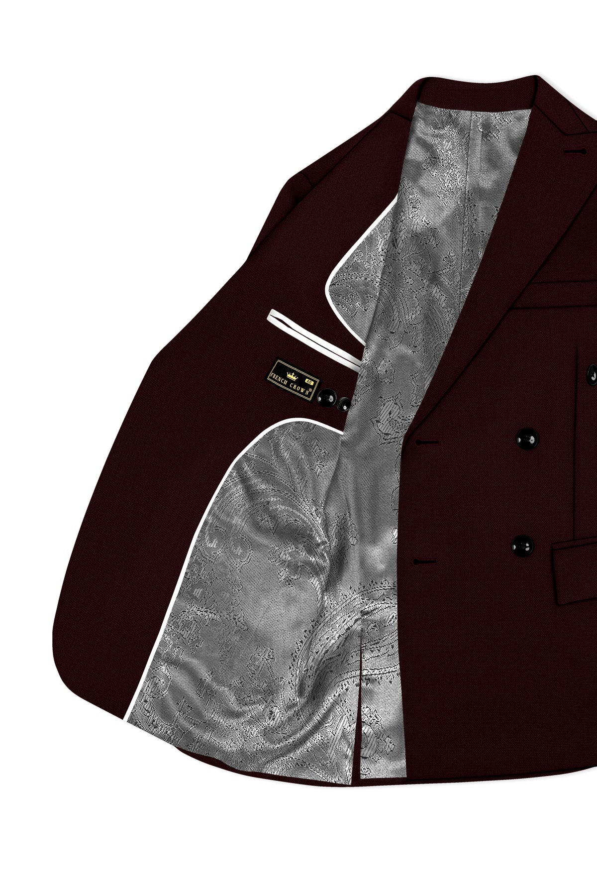 Ardent-Creole Maroon Diamond Textured Wool Rich Slight Stretch Double Breasted Blazer