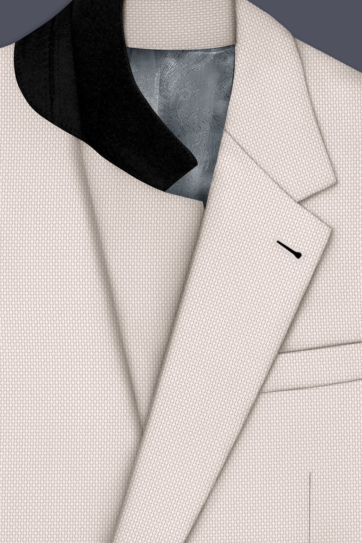 Dorian-Gainsboro Gray Diamond Textured Wool Rich Slight Stretch Single Breasted Blazer