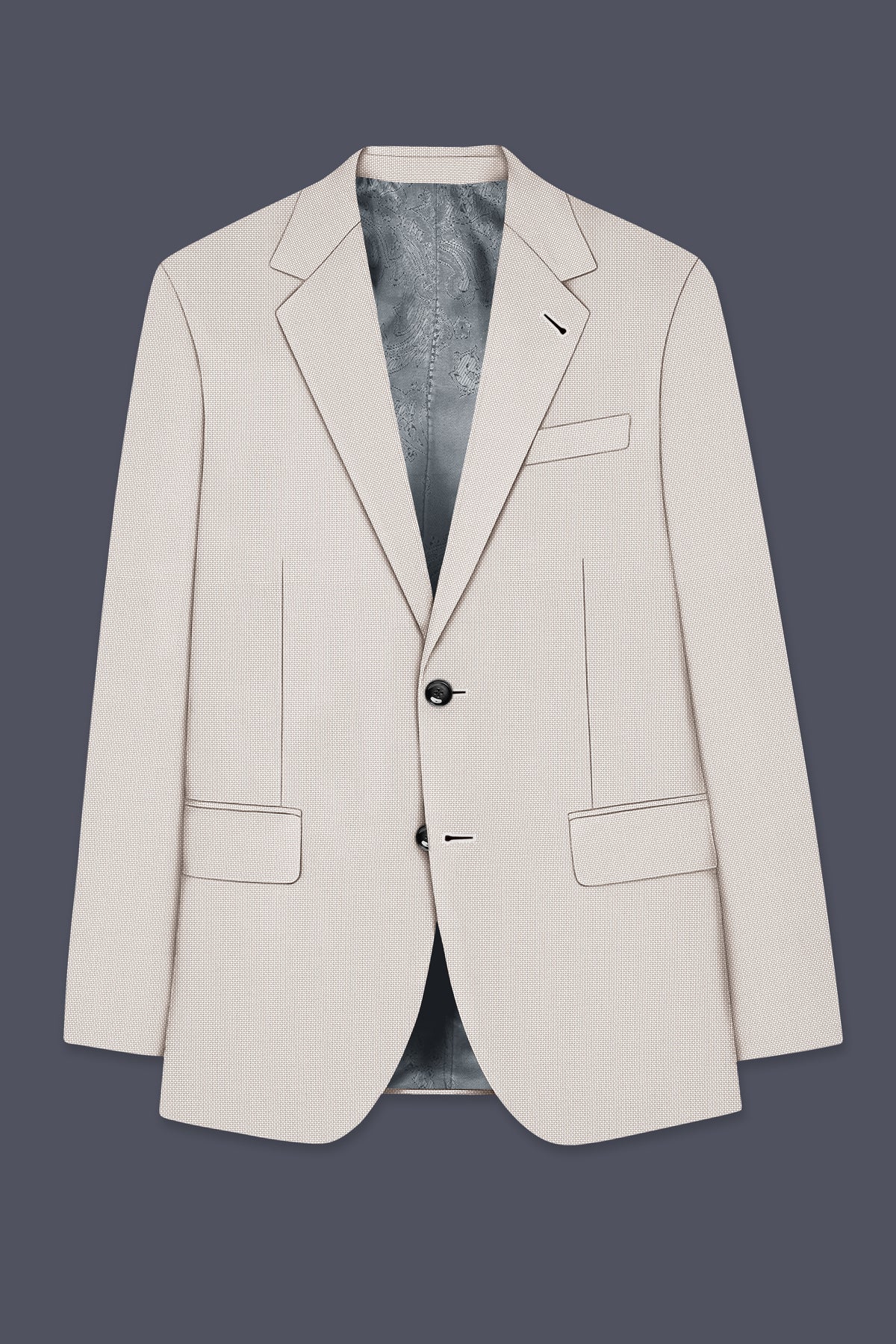 Dorian-Gainsboro Gray Diamond Textured Wool Rich Slight Stretch Single Breasted Blazer