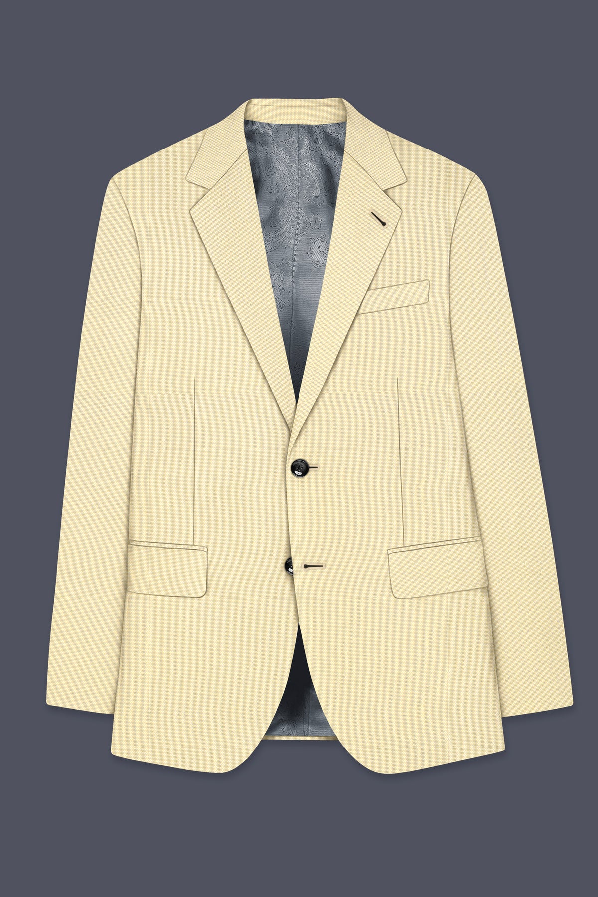 Lumine-Bavarian Cream Diamond Textured Wool Rich Slight Stretch Single Breasted Blazer