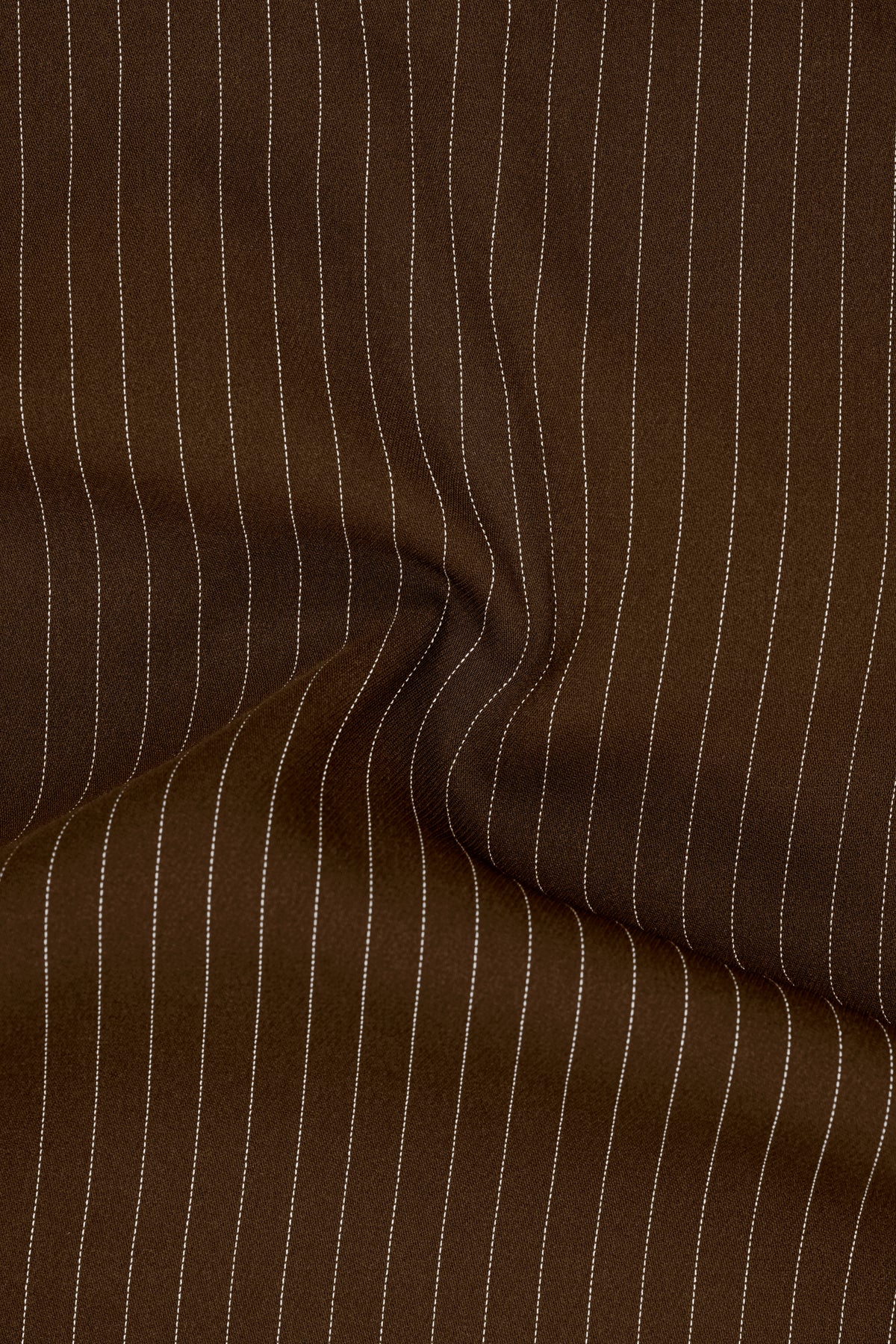 Everton-Clinker Brown Chalk Striped Wool Rich Wrinkle-Free Fluid Drape Fabric Double Breasted Blazer